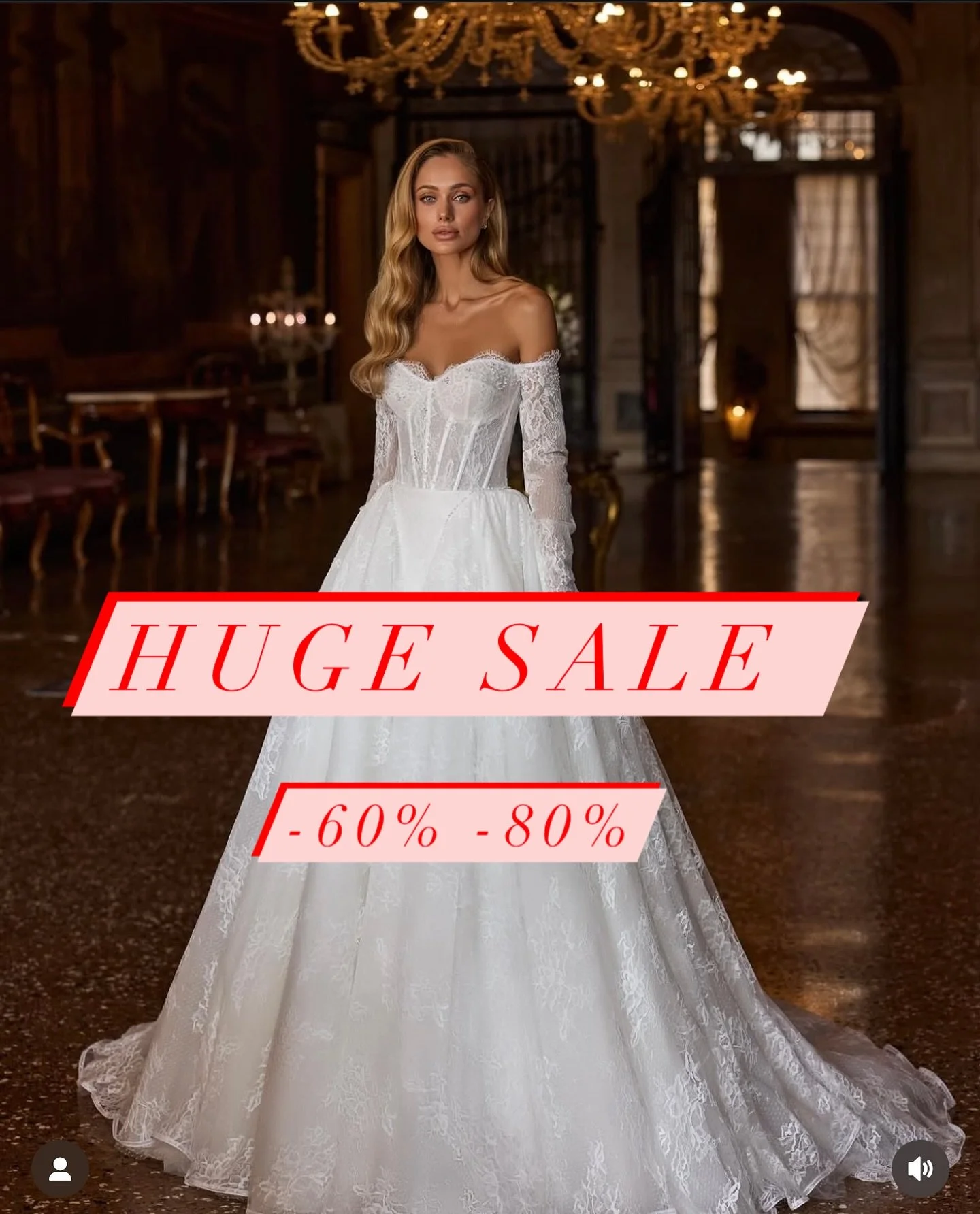 Our bridal salon is now offering big discounts on wedding dresses!

Your dream look is closer than ever &mdash; hurry and choose your gown at a truly great price. The number of discounted models is limited, so don&rsquo;t miss your chance!

DM or cal