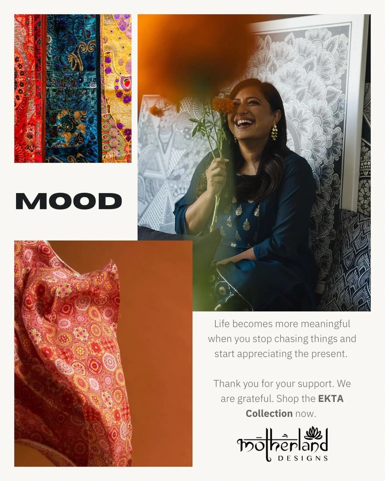 EKTA means unity. And that&rsquo;s exactly what this collection is about &mdash; the threads that connect us to each other, to our roots, to the art that finds us. Thank you for being part of this. Shop the link in bio. 🧡
