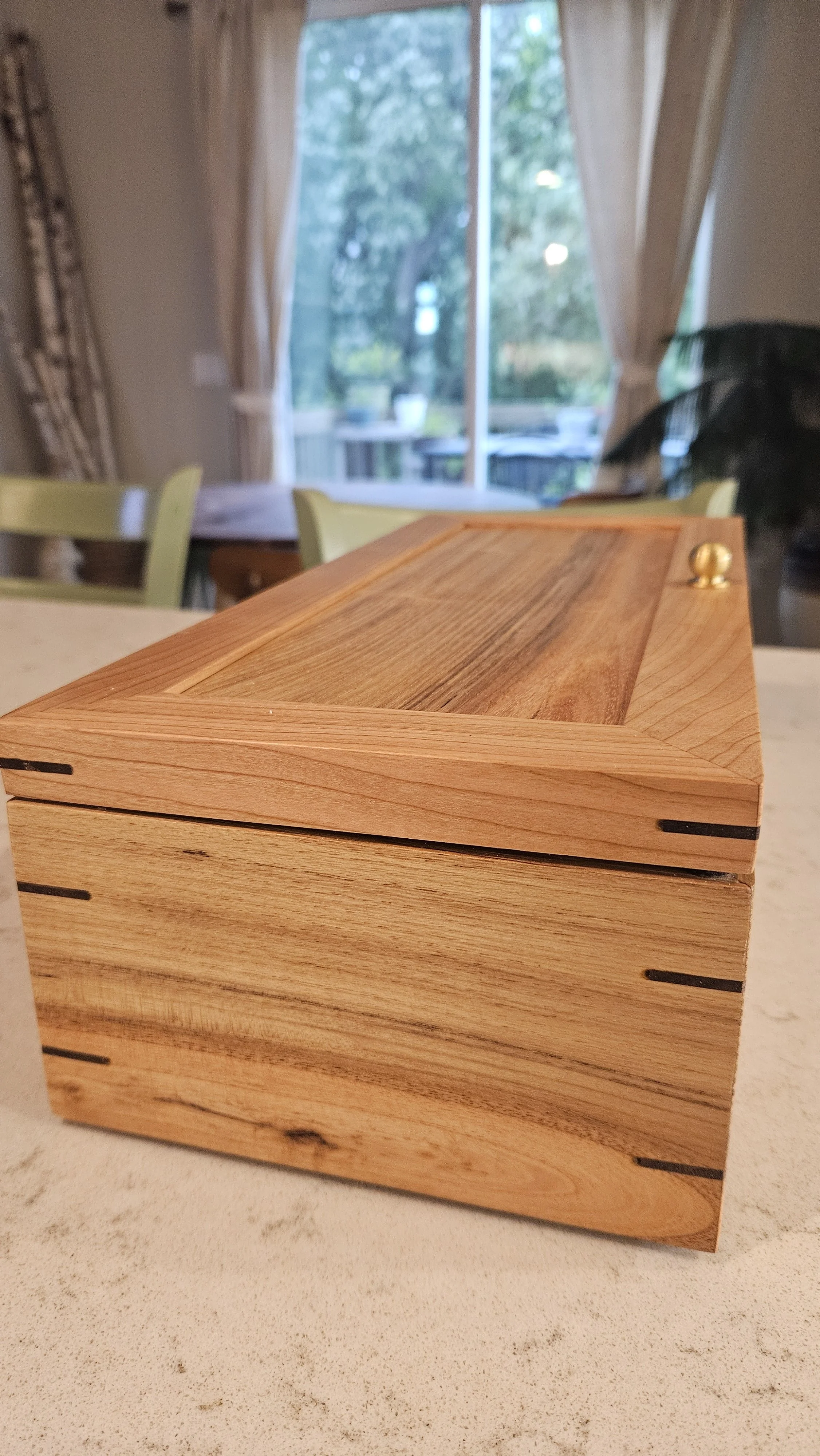 Honey Locust and Cherry Hinged Lid Box with Brass Hardware
