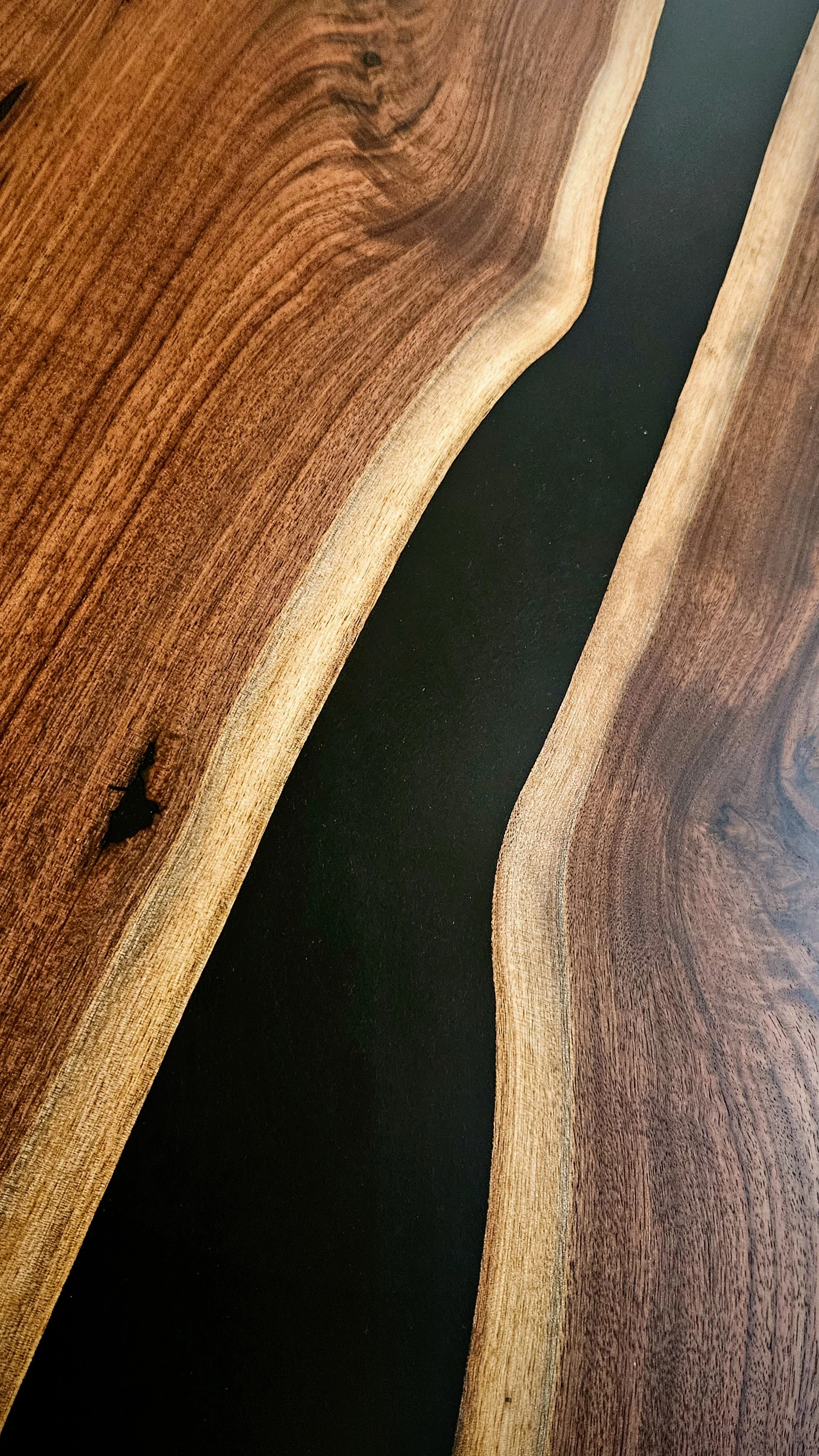 Desk with epoxy center channel