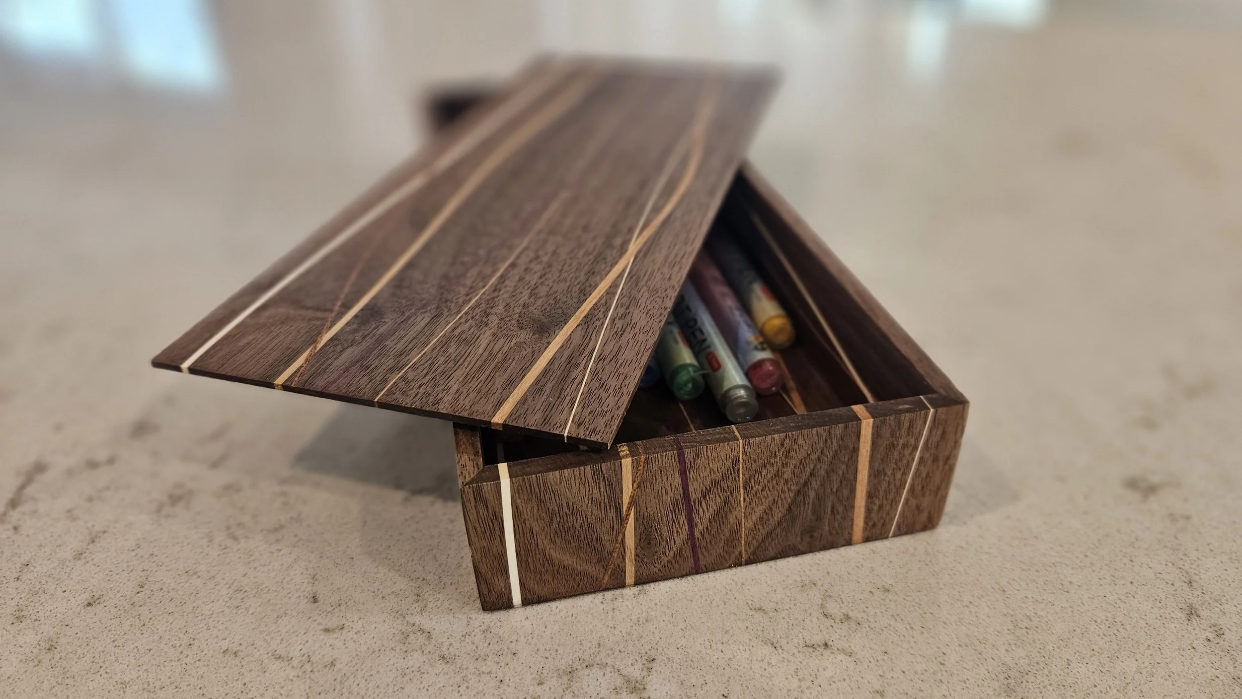 Curved Inlay Box - Walnut