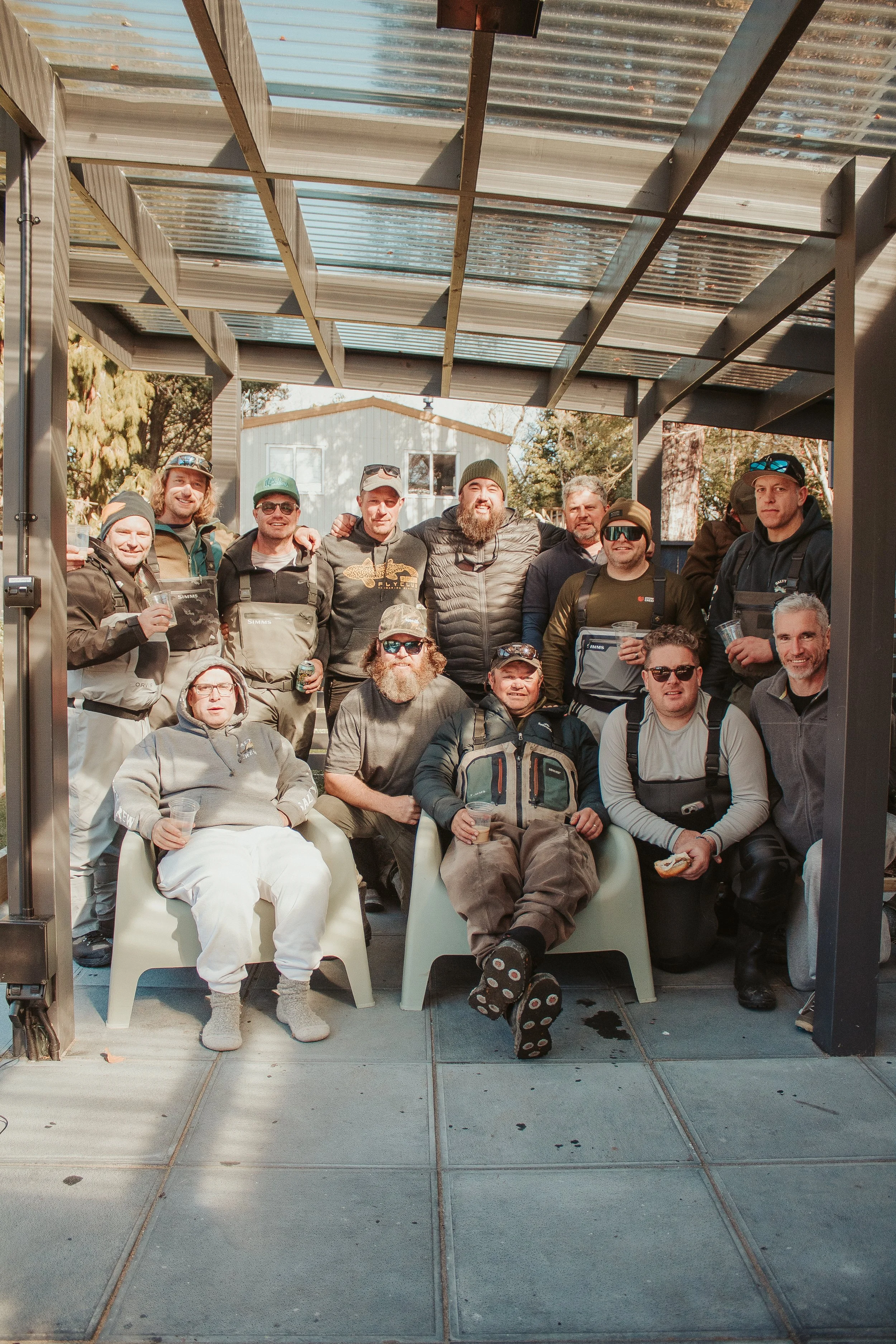 Fly Club fly fishing group at The Quarters in Turangi on the Tongariro River Winter