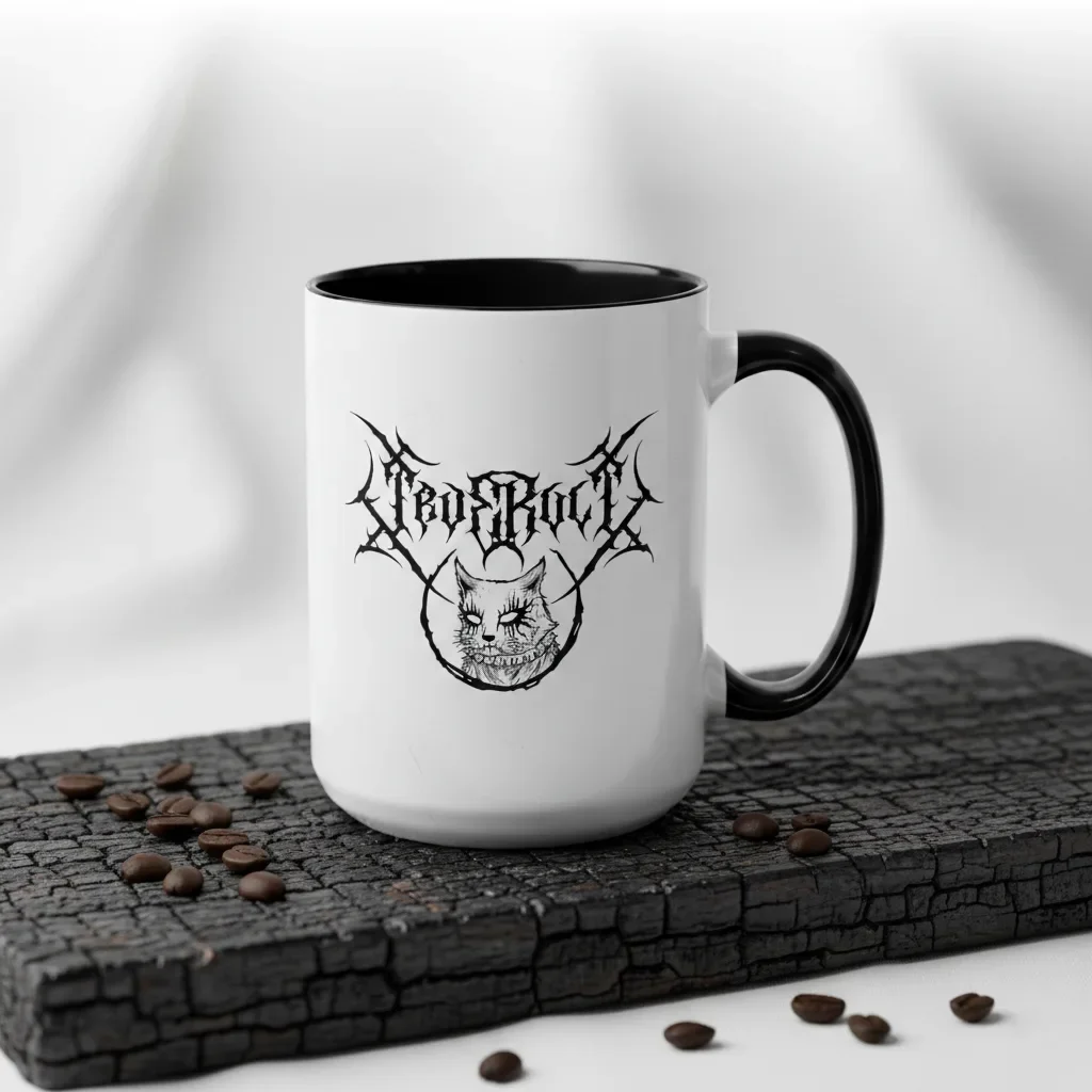Maximum darkness in this 15oz black trve kvlt mug