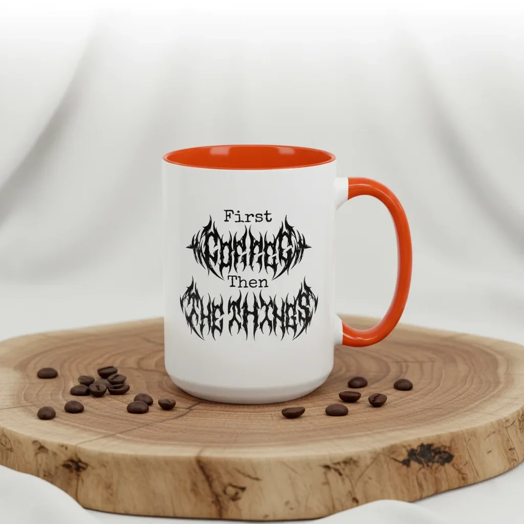 These 15oz orange coffee mug for morning people defending calm