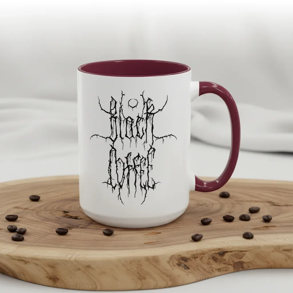 This 15oz maroon dark roast coffee mug guarding purity