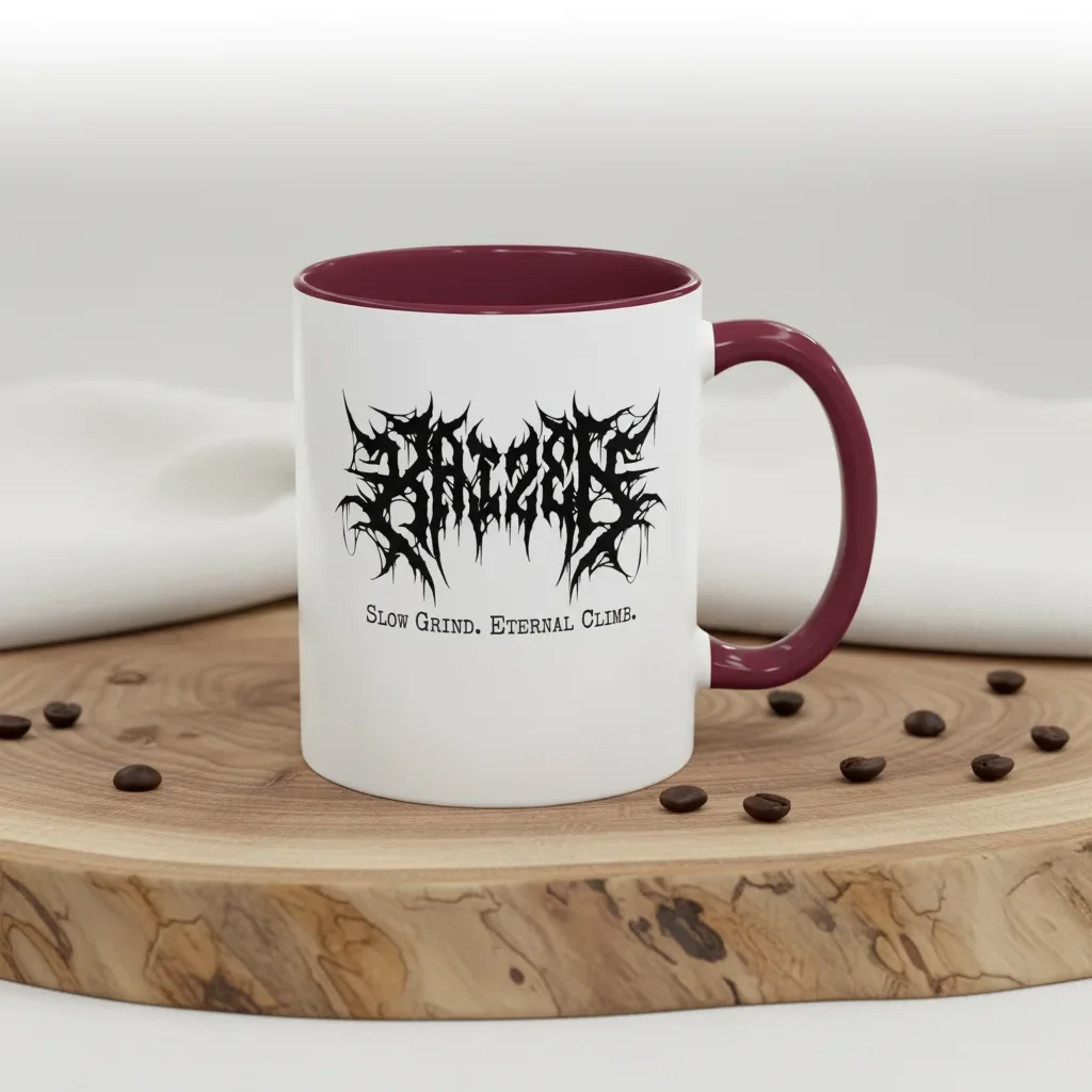 Metal-loving improvers take daily steps with these maroon 11oz ceramic coffee mugs