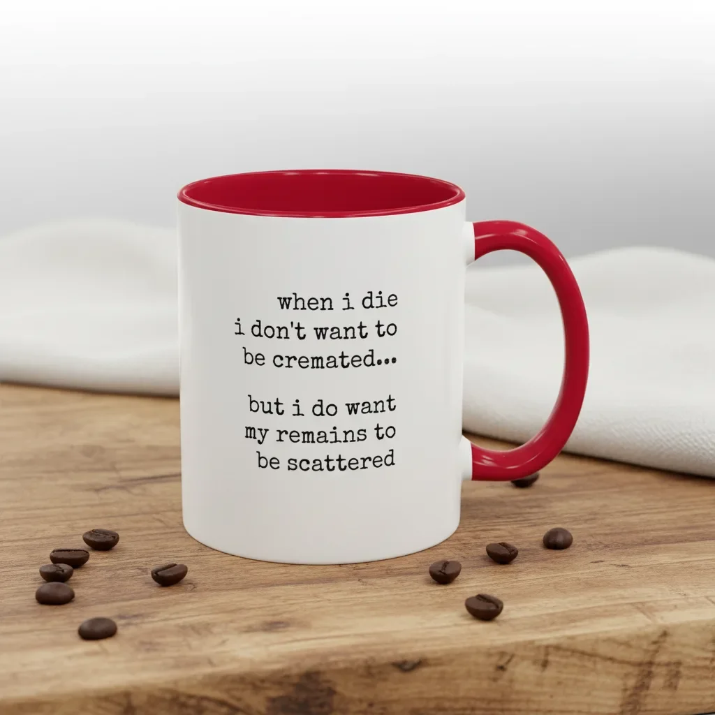 An 11oz red unusual coffee mugs for morbid thinkers