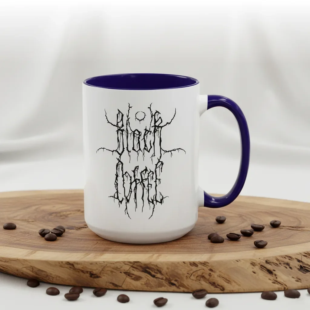 A 15oz blue coffee mug for brew warriors