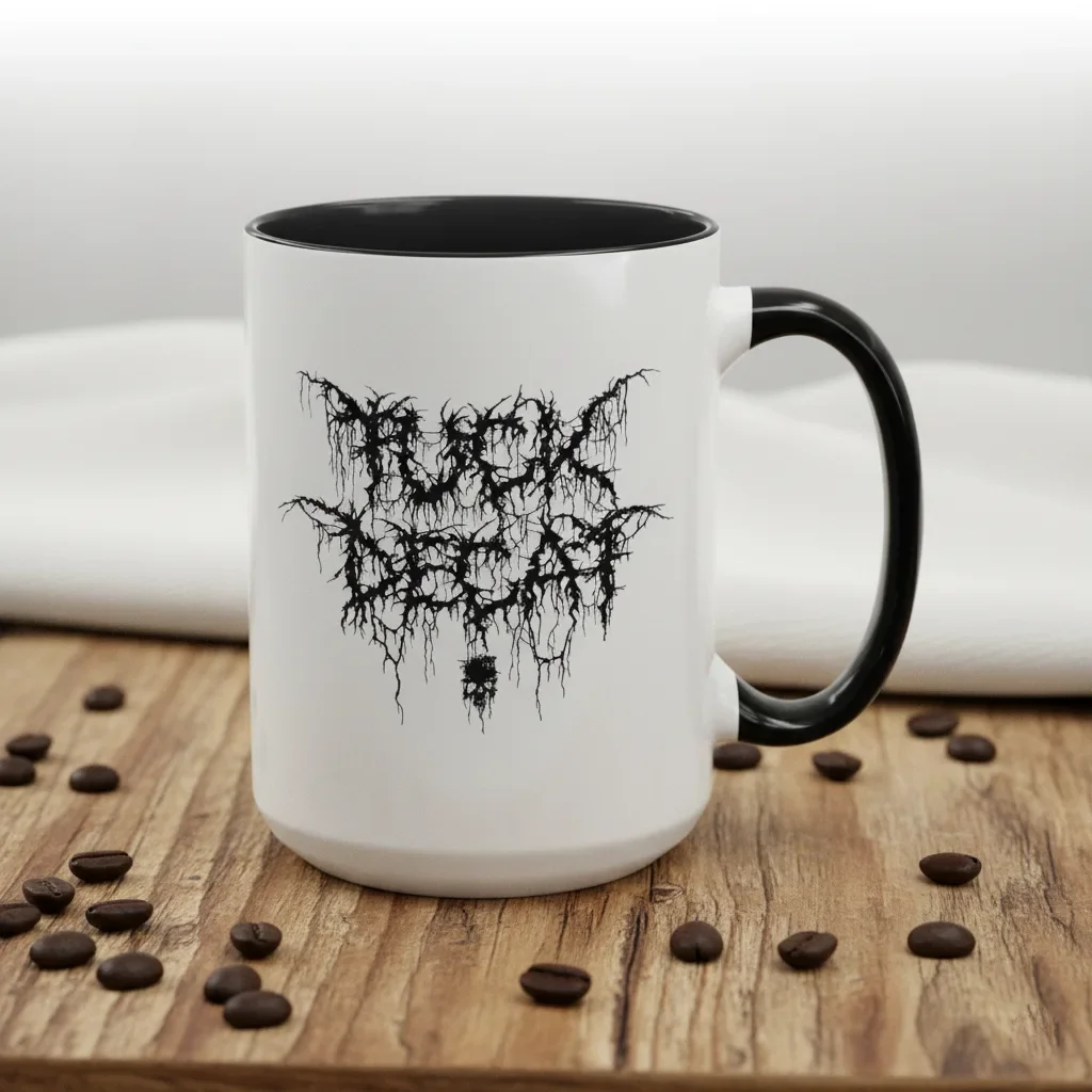 Maximum caffeine in this 15oz black anti-decaf coffee mug