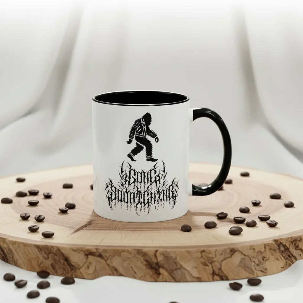 These cute coffee mugs come in 11oz black for cryptid-hunting metalheads
