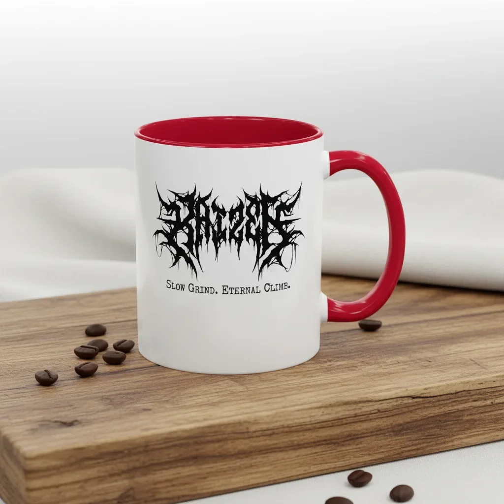 Small steps lead to metal results with this red 11oz inspirational coffee mug featuring Kaizen