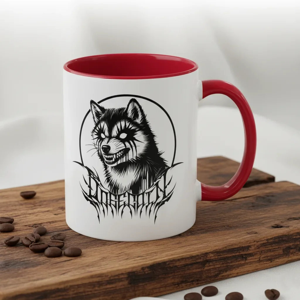An 11oz red badass coffee mugs vessel for meme coin champions