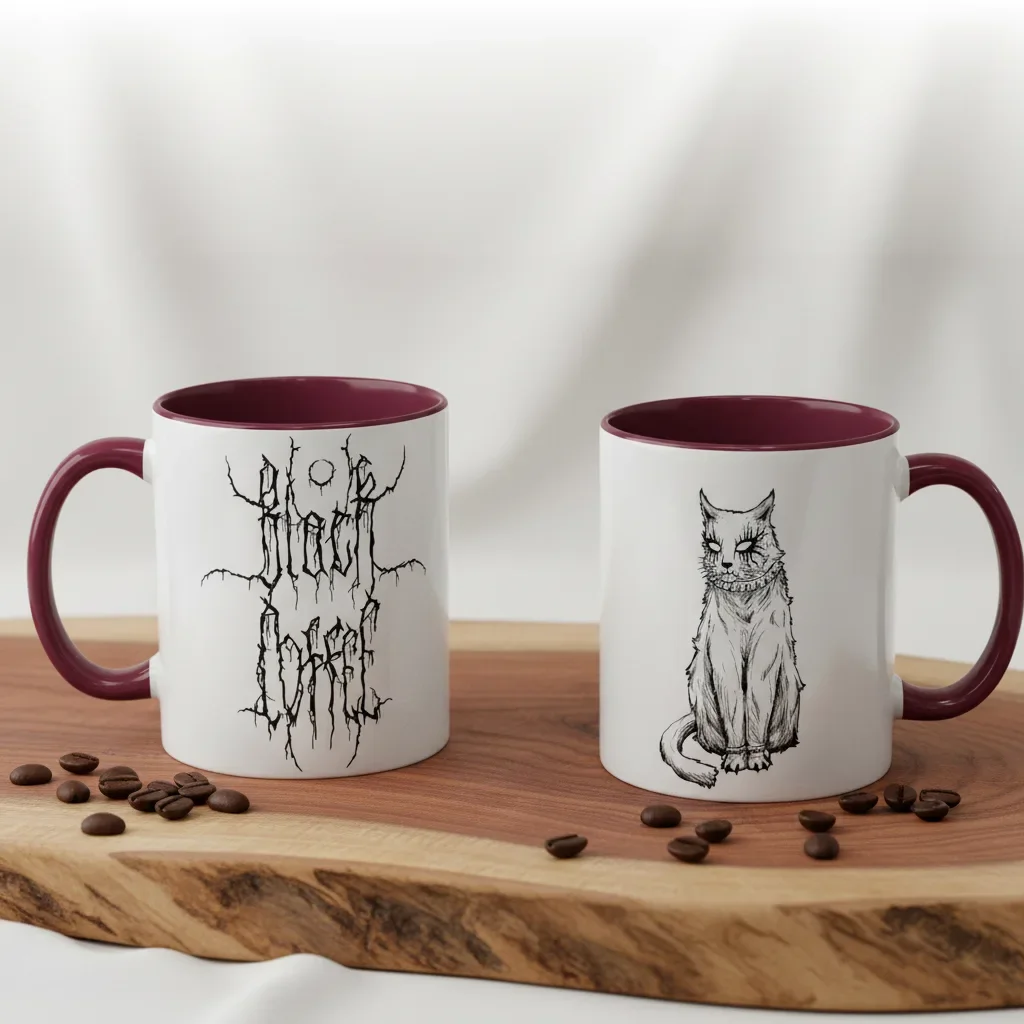 An 11oz maroon metal coffee mugs judging your brew