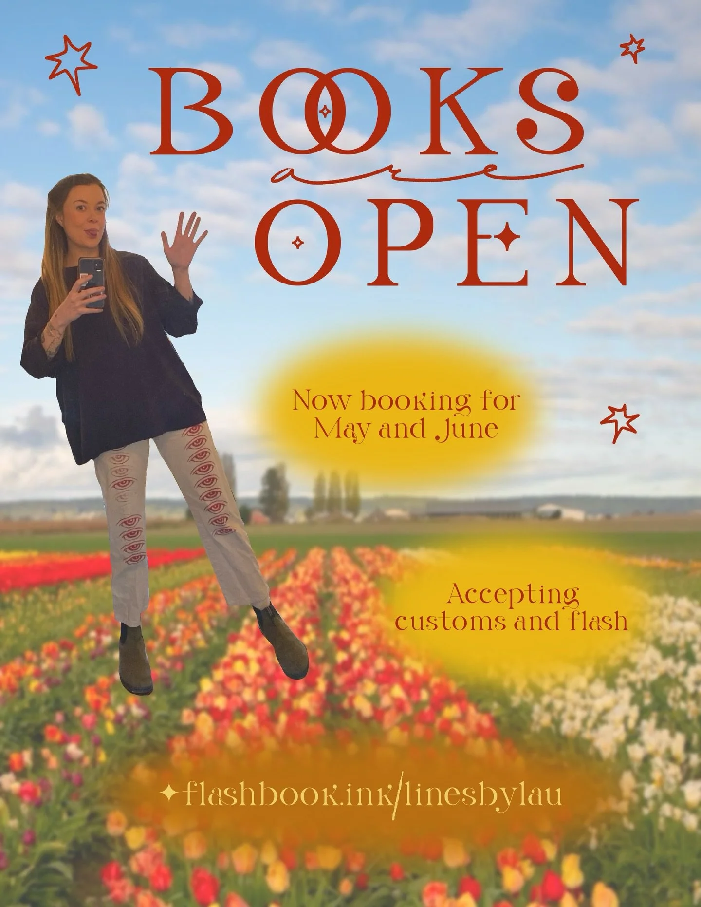 Woohoo! Books for early Summer are open! Browse tons of flash or book a custom thru Flashbook 💐