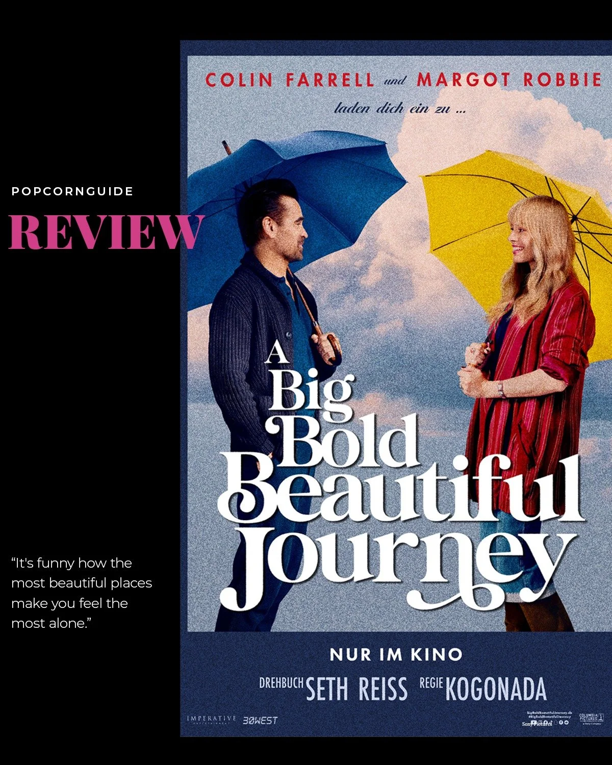 🎬 A Big Bold Missed Opportunity

Ich bin ehrlich: Ich liebe Kitsch. Ich liebe Filme, die das Leben und die Liebe feiern, die mich mit gro&szlig;en Gef&uuml;hlen einwickeln und mich an M&auml;rchen glauben lassen.
Deshalb war ich auch richtig gespann