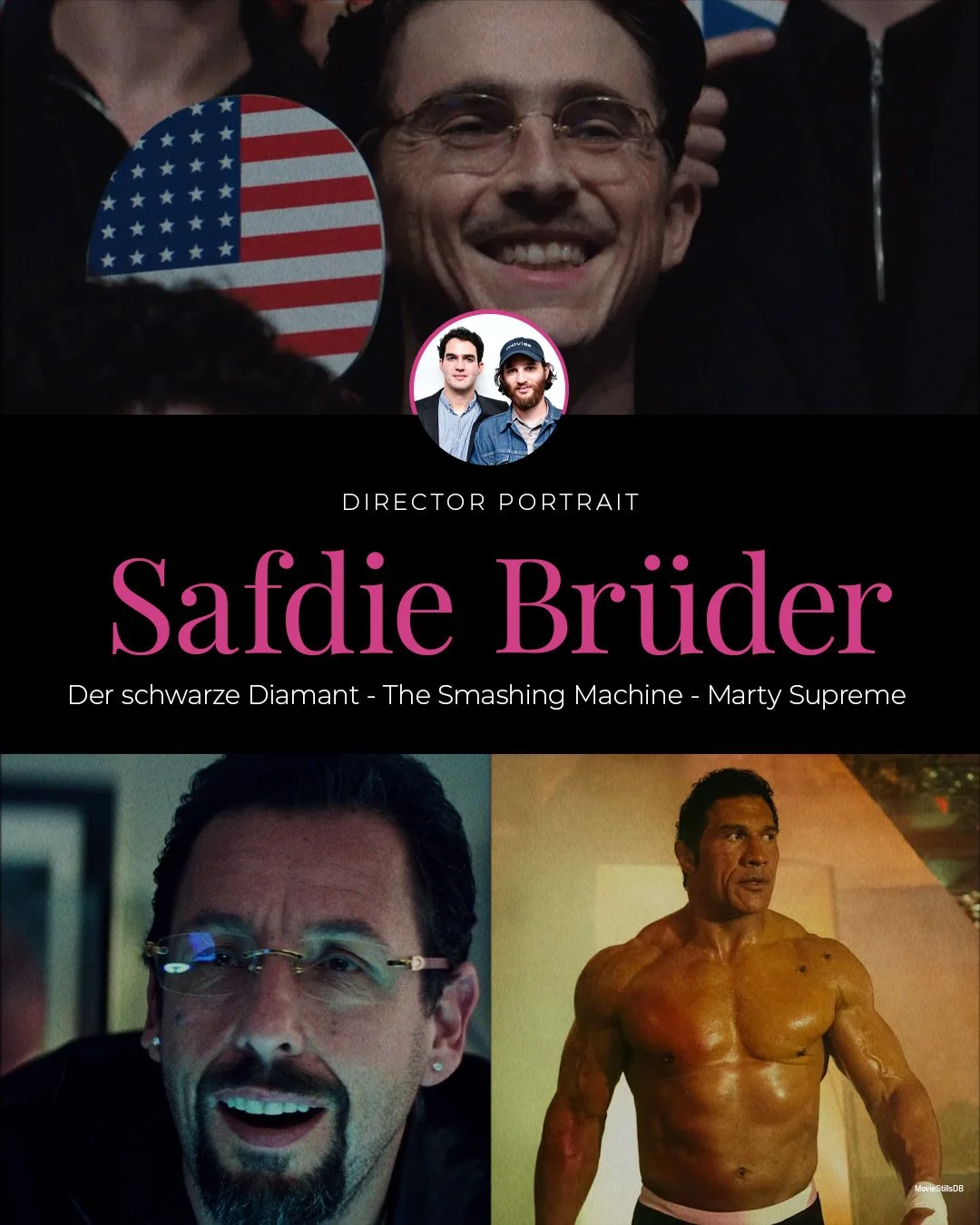 🎬 Regisseur-Portrait: Die Safdie-Br&uuml;der 💎📢

Josh &amp; Benny Safdie stehen f&uuml;r pures Stresskino &ndash; laut, dicht, intensiv. Ihre Filme sind wie ein Herzrasen im Neonlicht: Keine Pause, kein Entkommen.

Der schwarze Diamant (Regie-Duo)