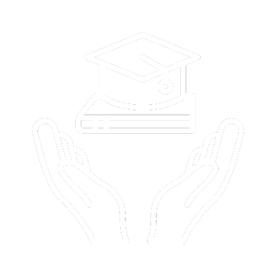 Icon of two hands holding a graduation cap and diploma.