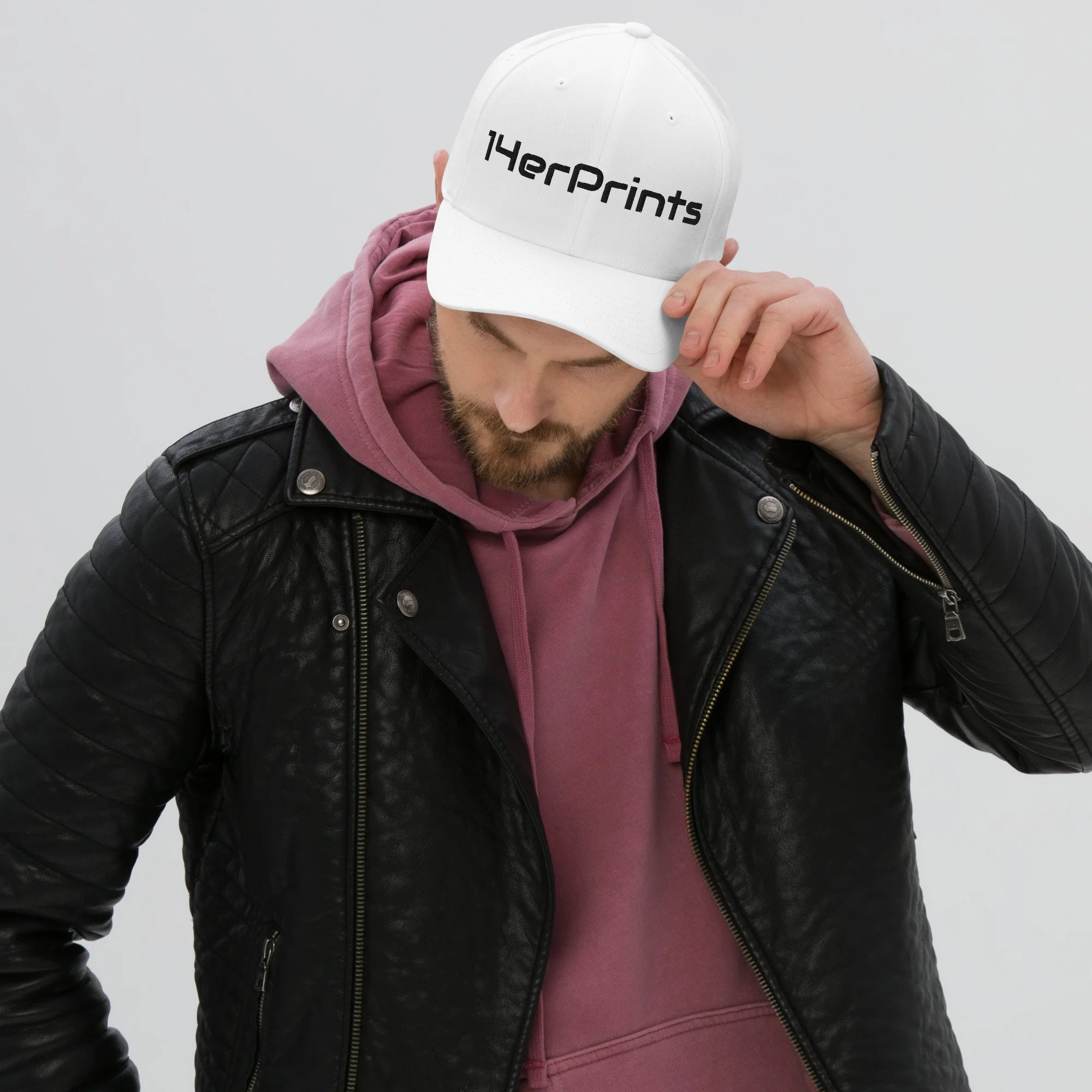 14erprints structured logo hat – white front view