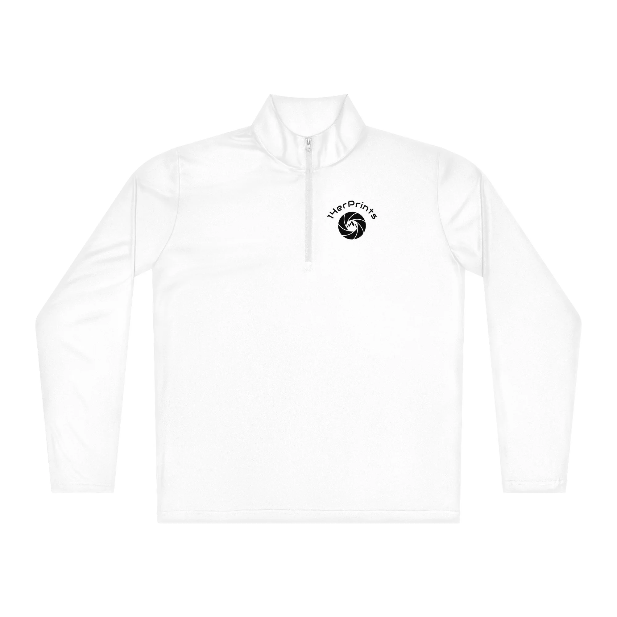 14erprints lightweight quarter-zip pullover – white front