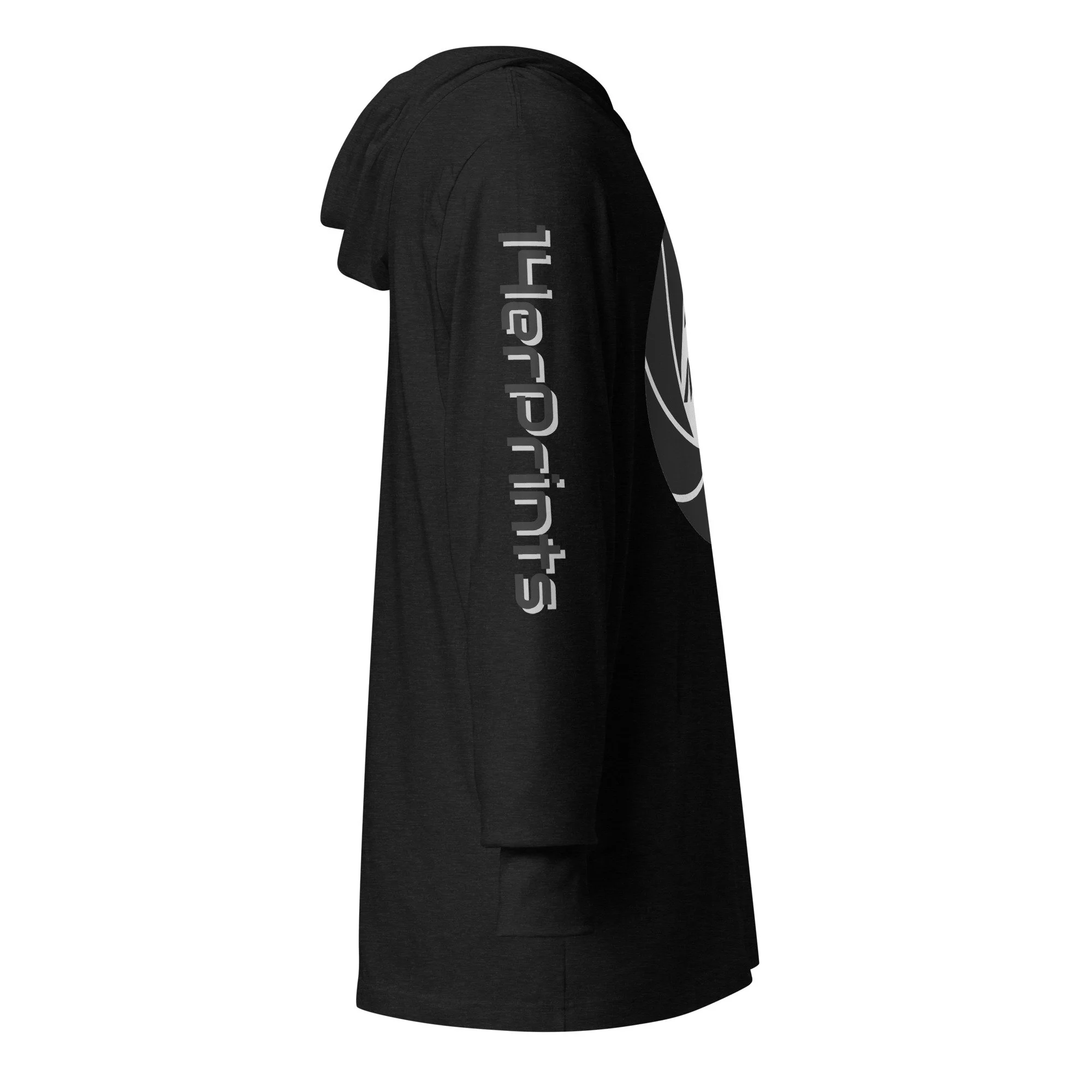14erprints hooded long sleeve tee – charcoal black triblend right