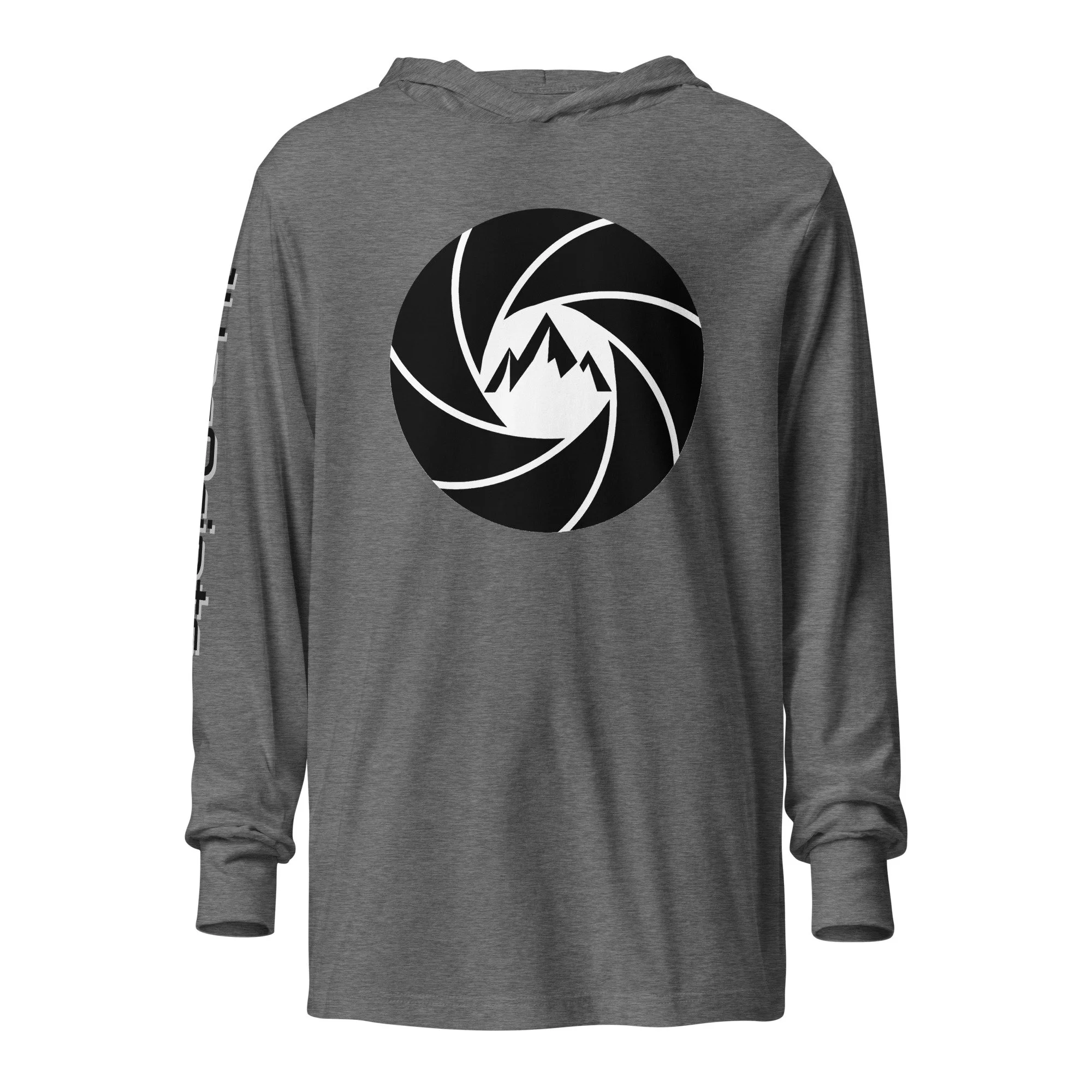 14erprints hooded long sleeve tee – gray triblend front