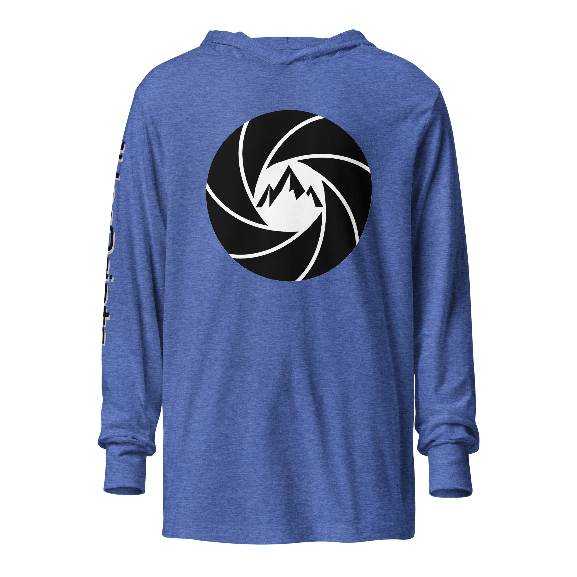 14erprints hooded long sleeve tee – heather true royal front