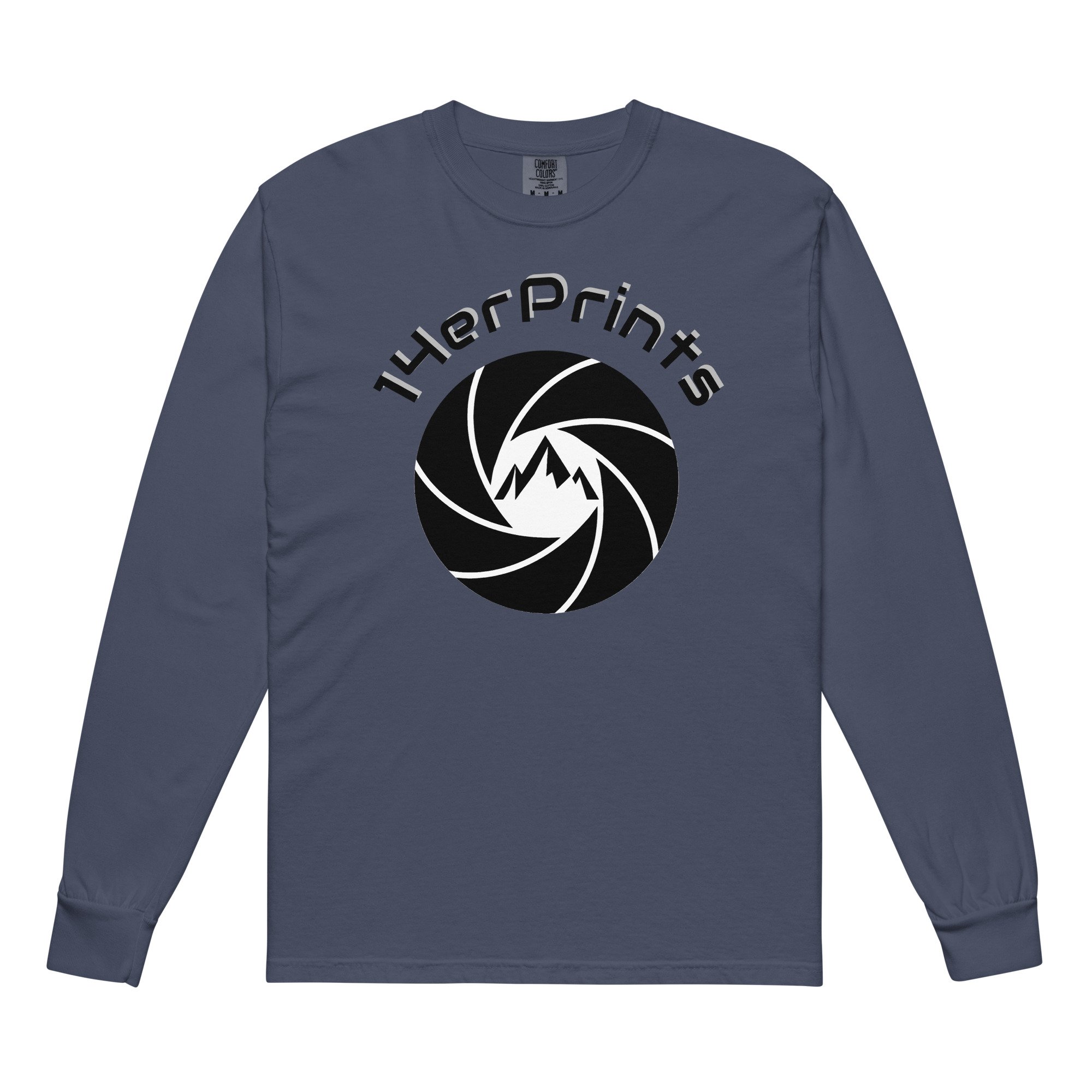 14erprints garment-dyed heavyweight long sleeve shirt – navy front