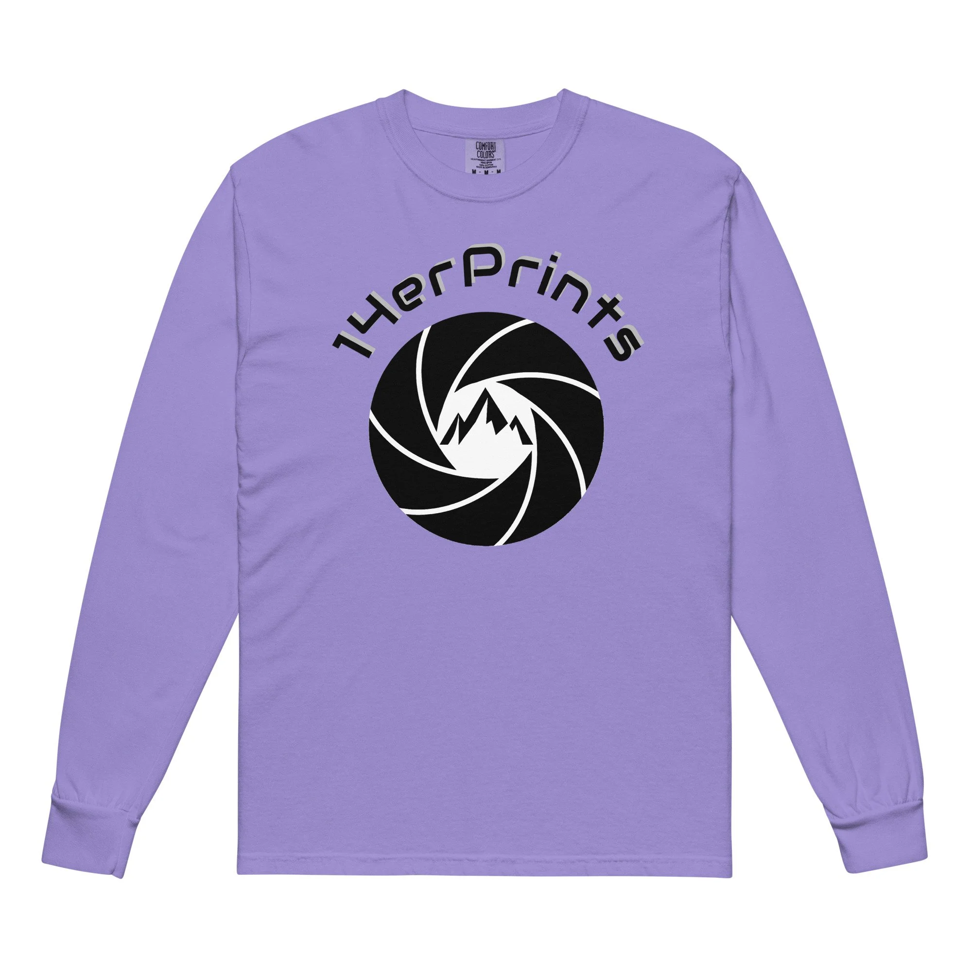 14erprints garment-dyed heavyweight long sleeve shirt – violet front