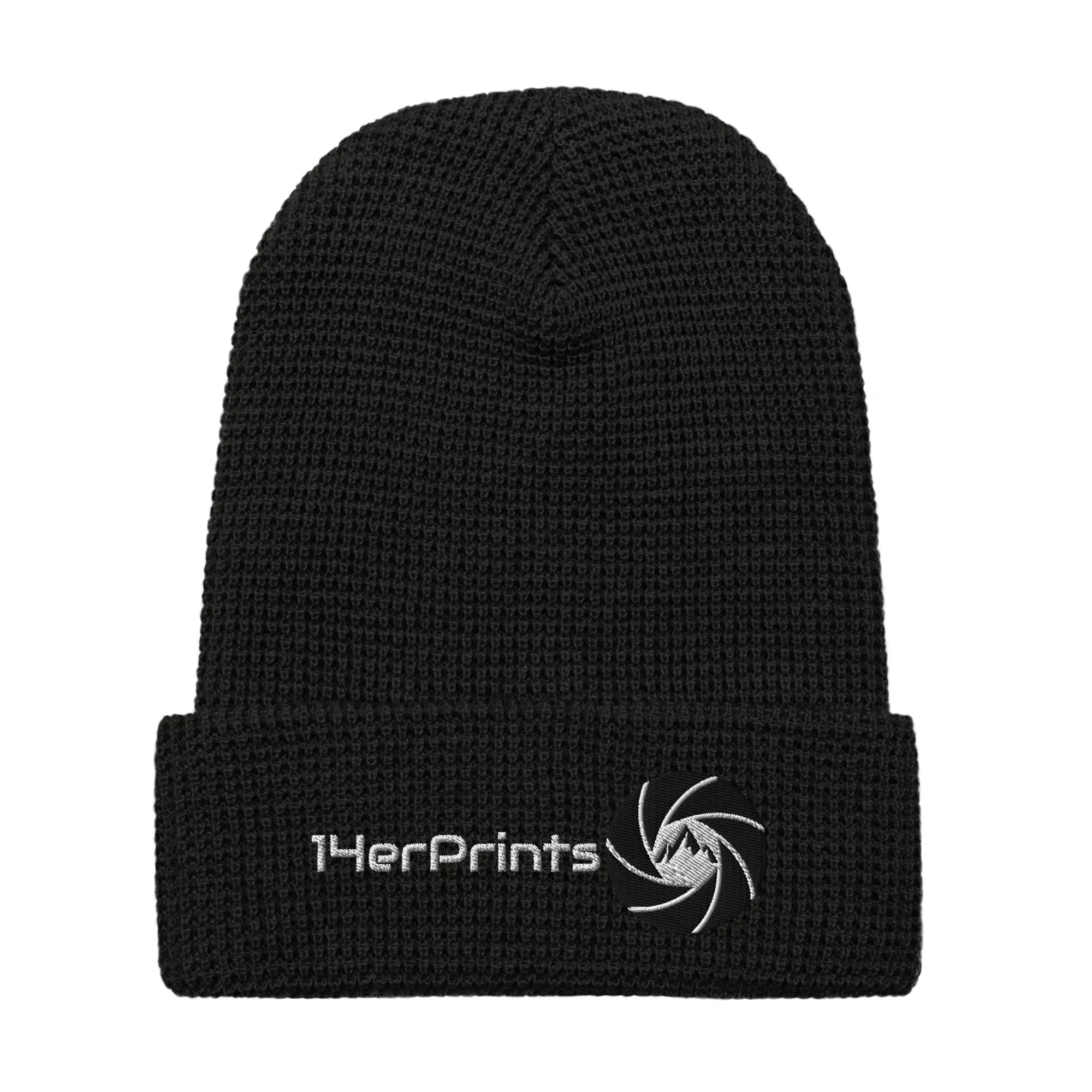 14erprints waffle beanie – black front