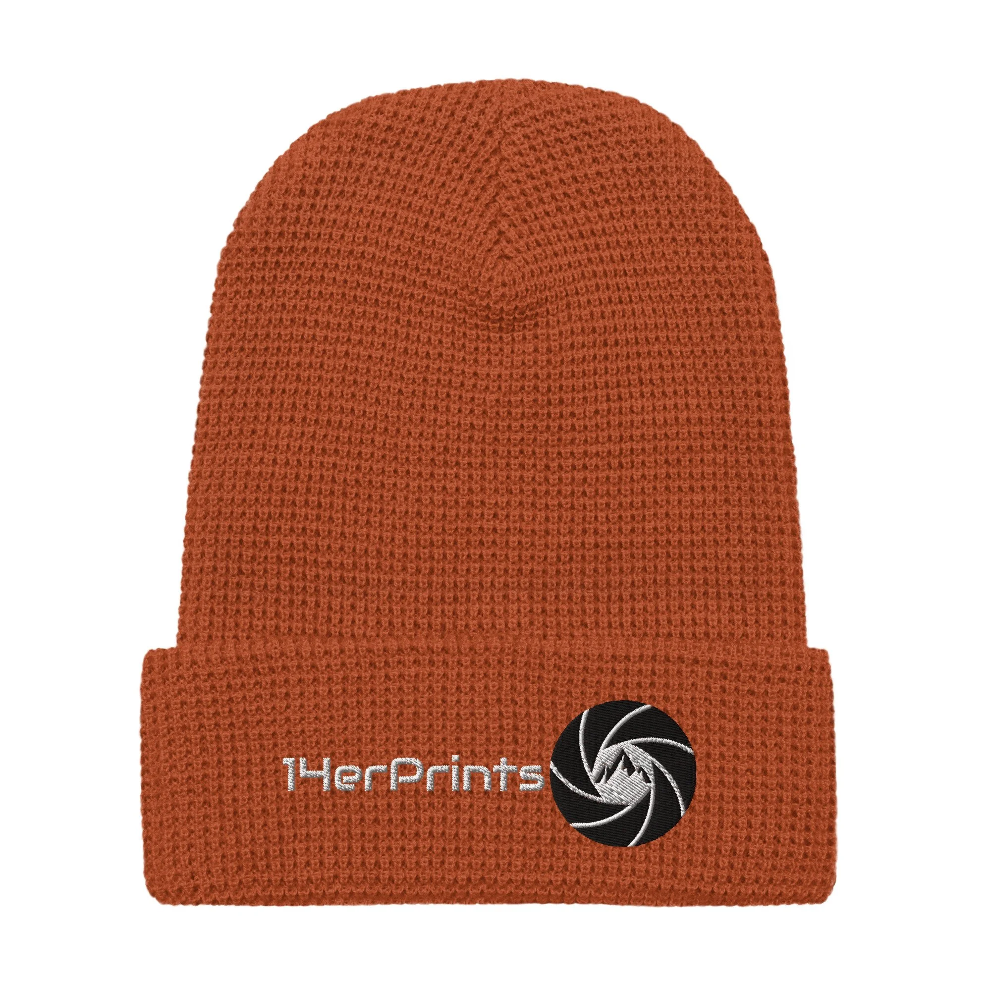 14erprints waffle beanie – rust front