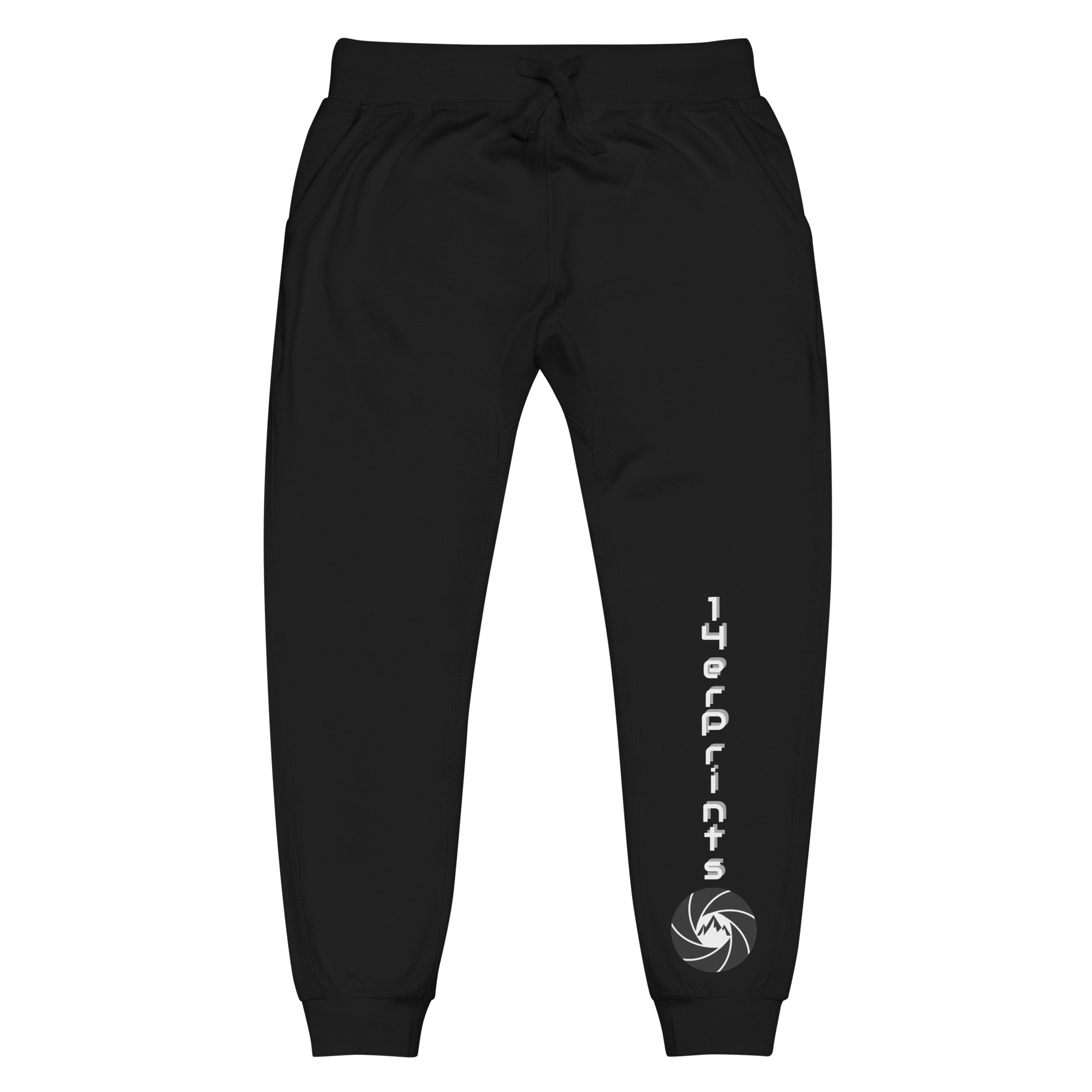 14erprints fleece sweatpants – black front