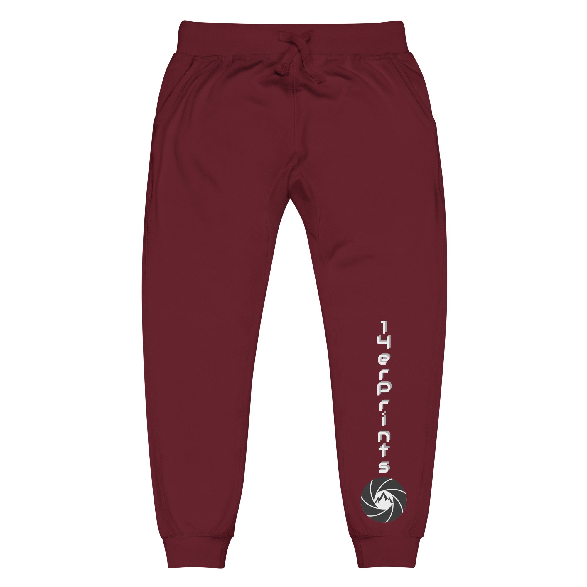 14erprints fleece sweatpants – maroon front