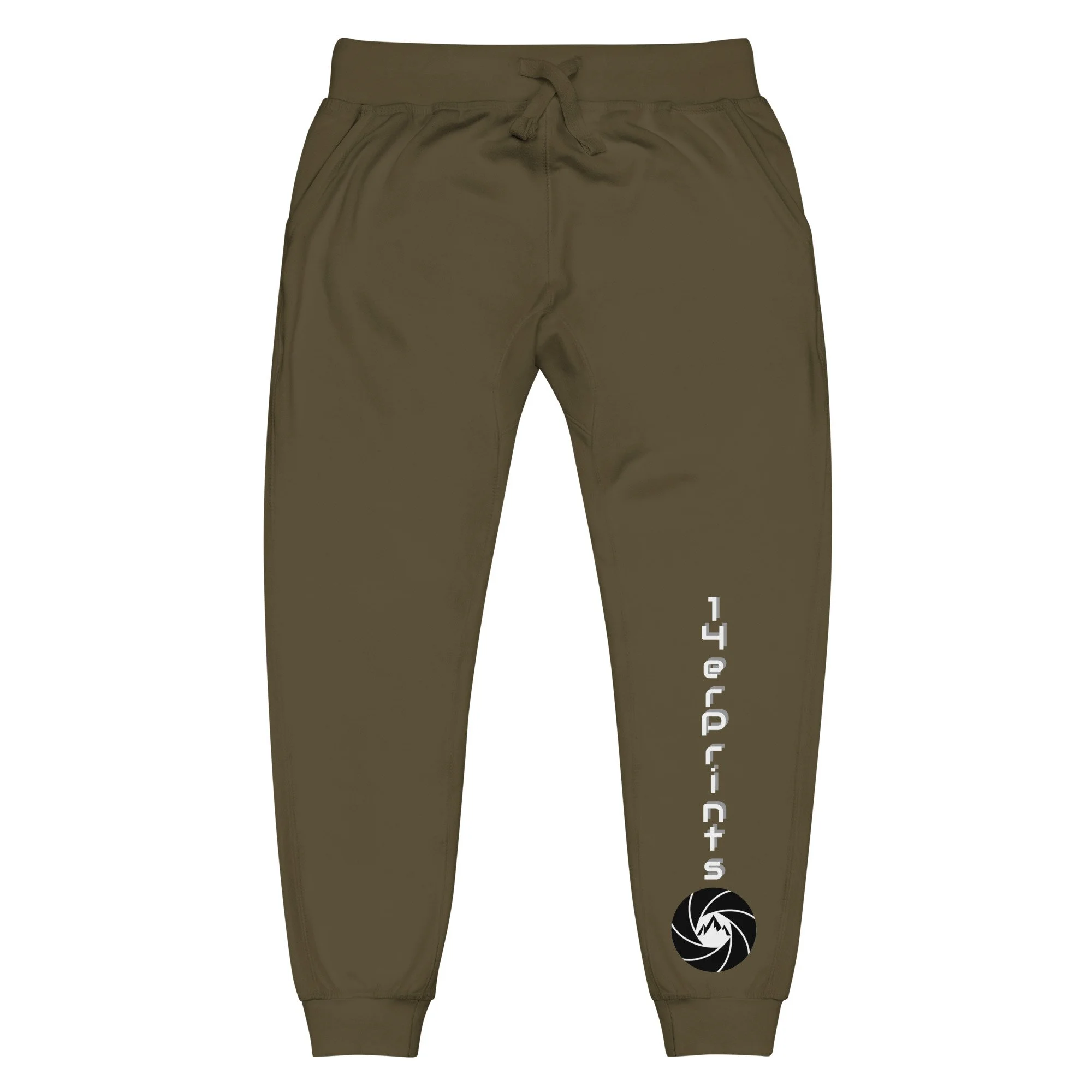 14erprints fleece sweatpants – military green front