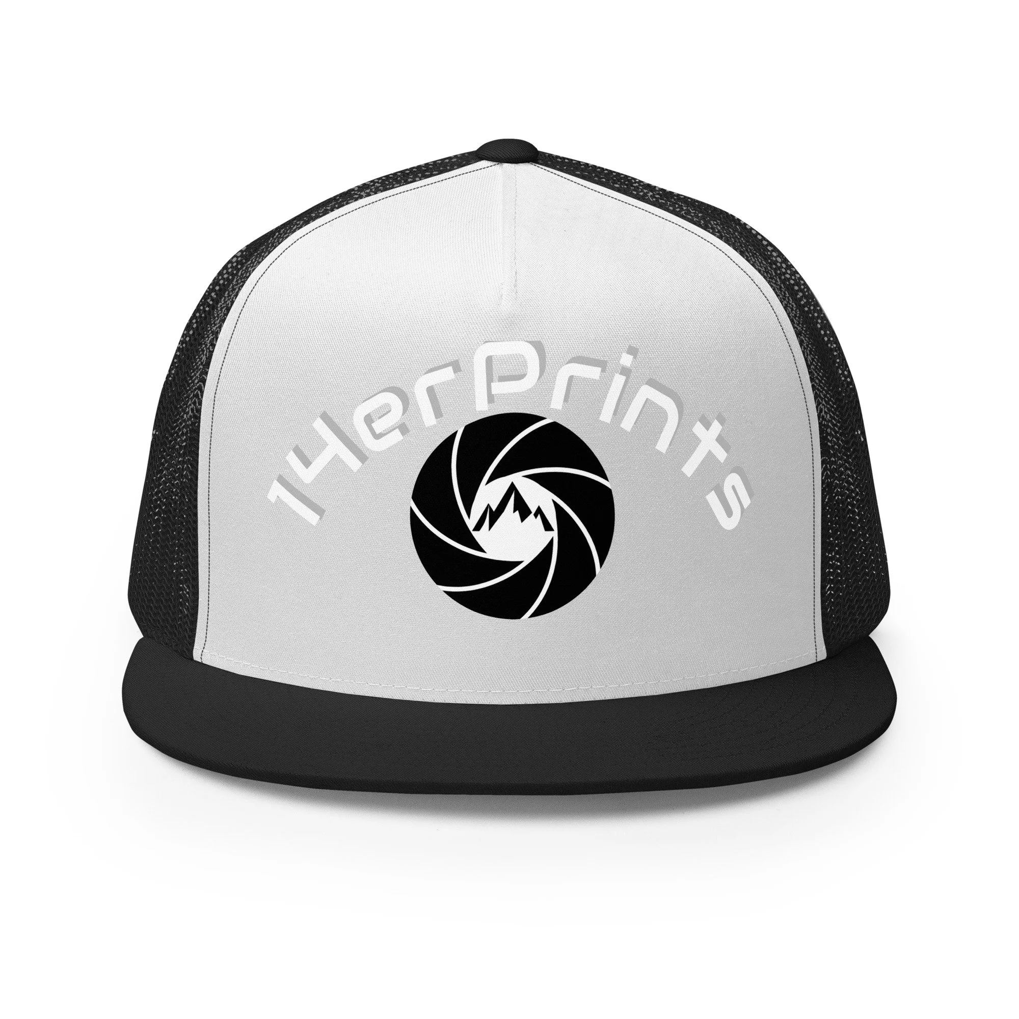 14erprints traditional trucker hat – black/ white/ black front