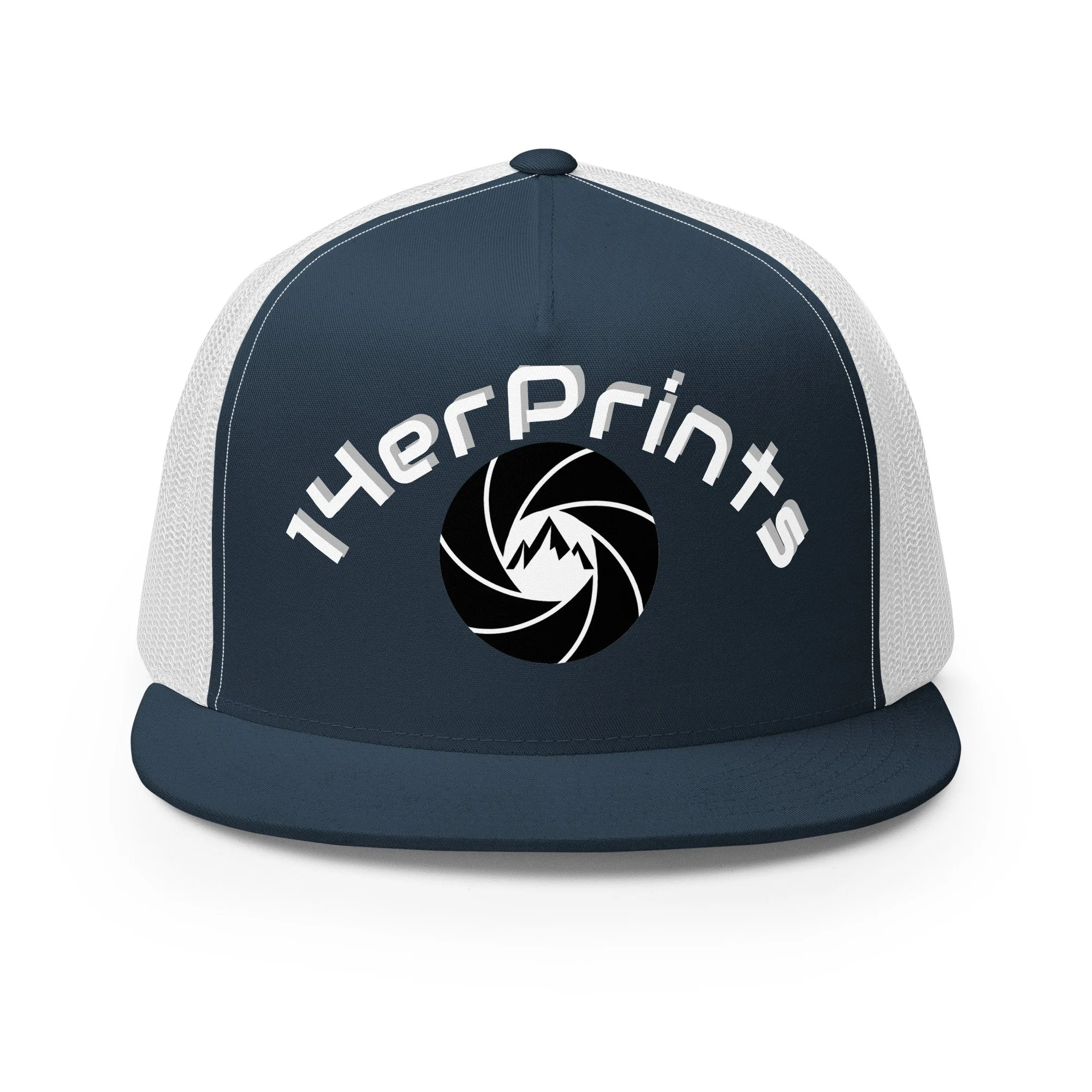 14erprints traditional trucker hat – navy/ white front