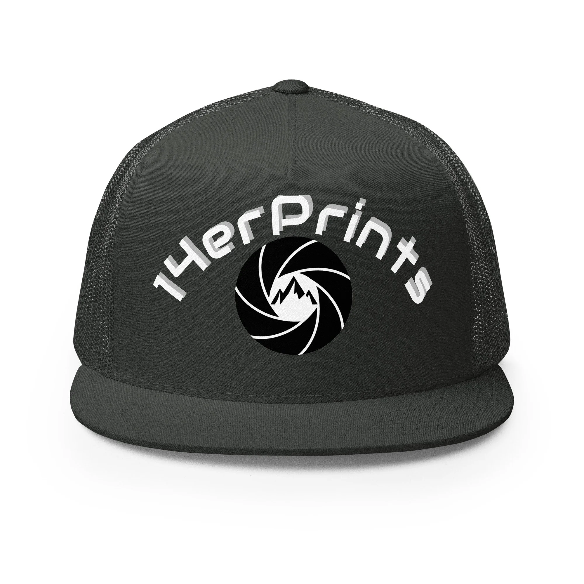 14erprints traditional trucker hat – charcoal front