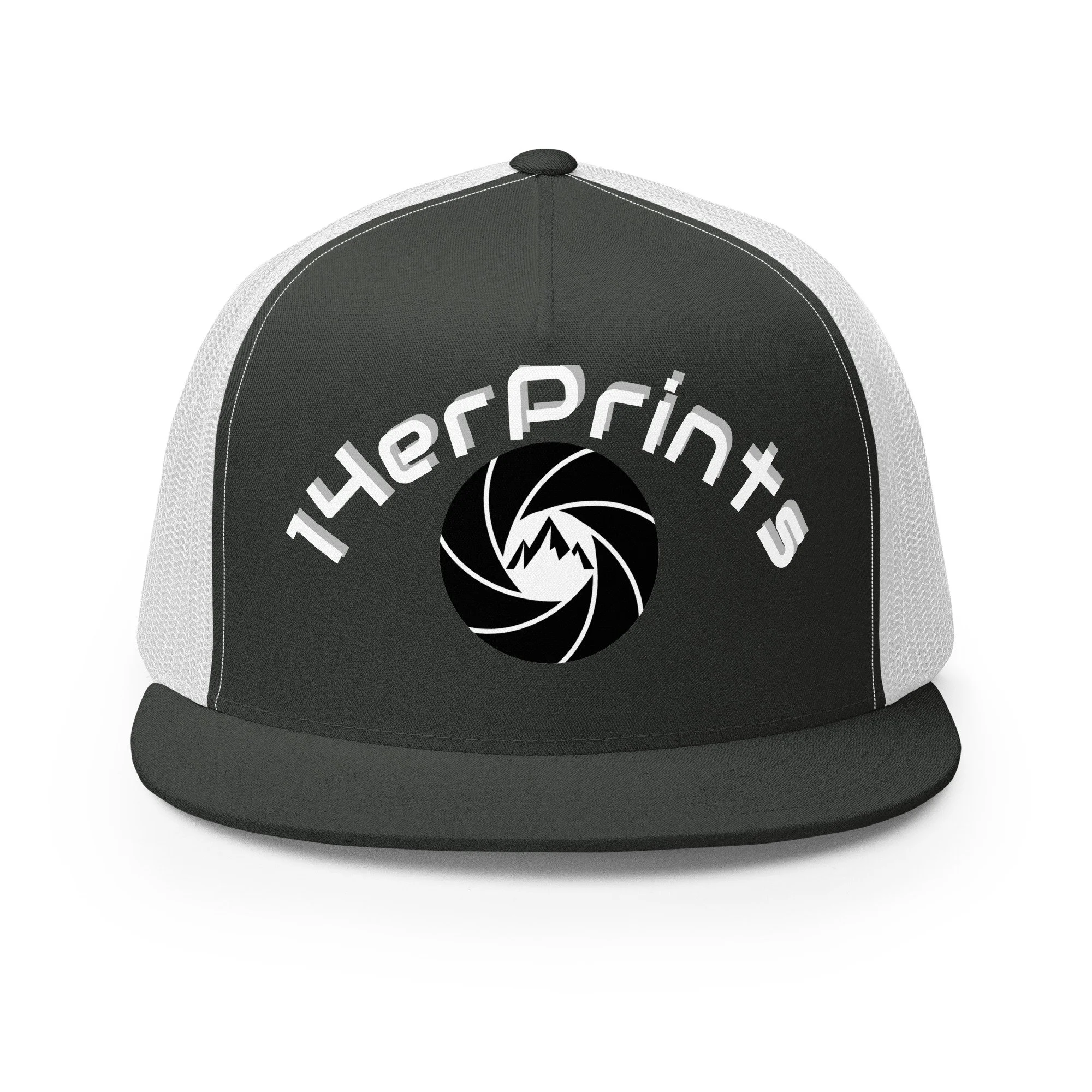 14erprints traditional trucker hat – charcoal/ white front