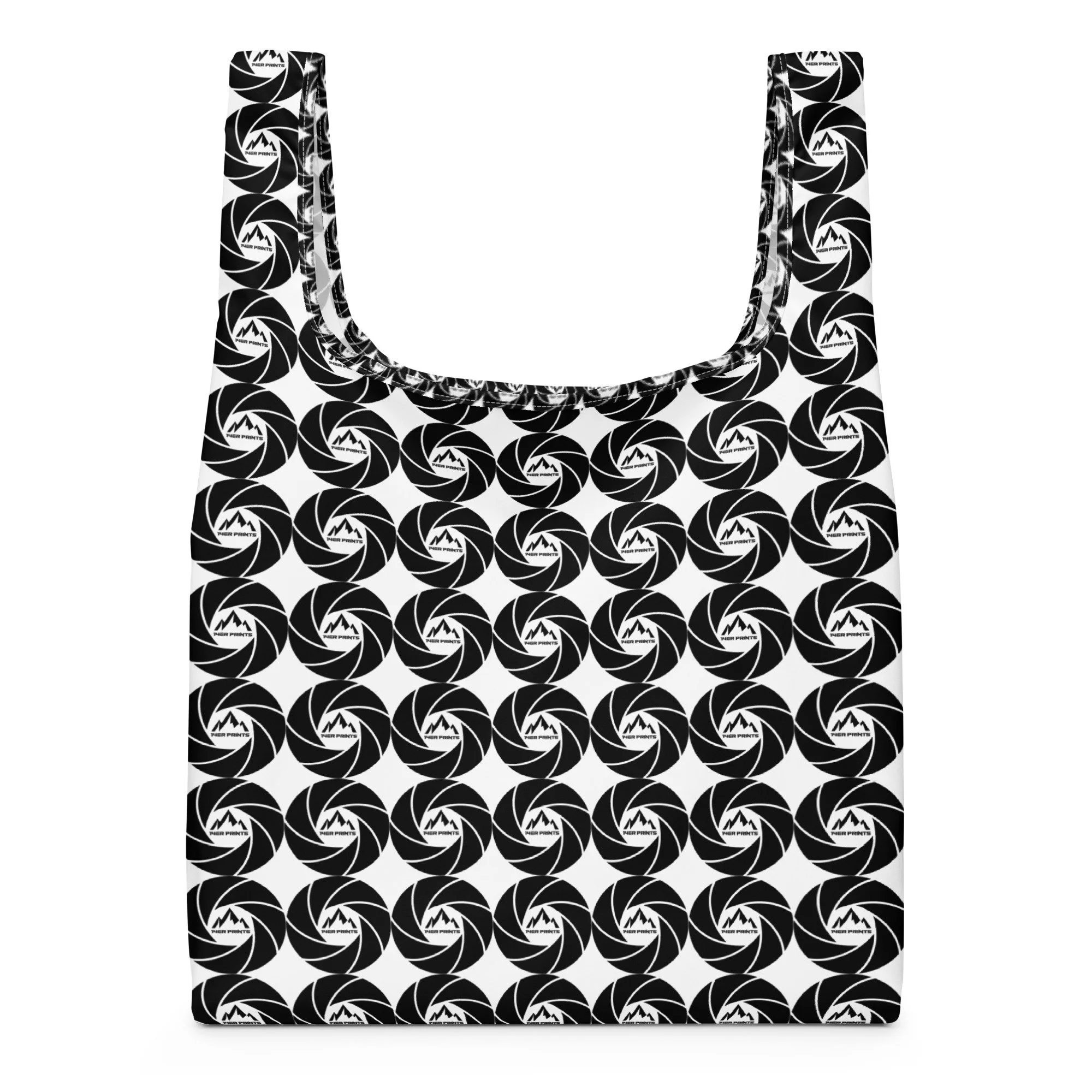 14erprints logo all-over print grocery bag – white front
