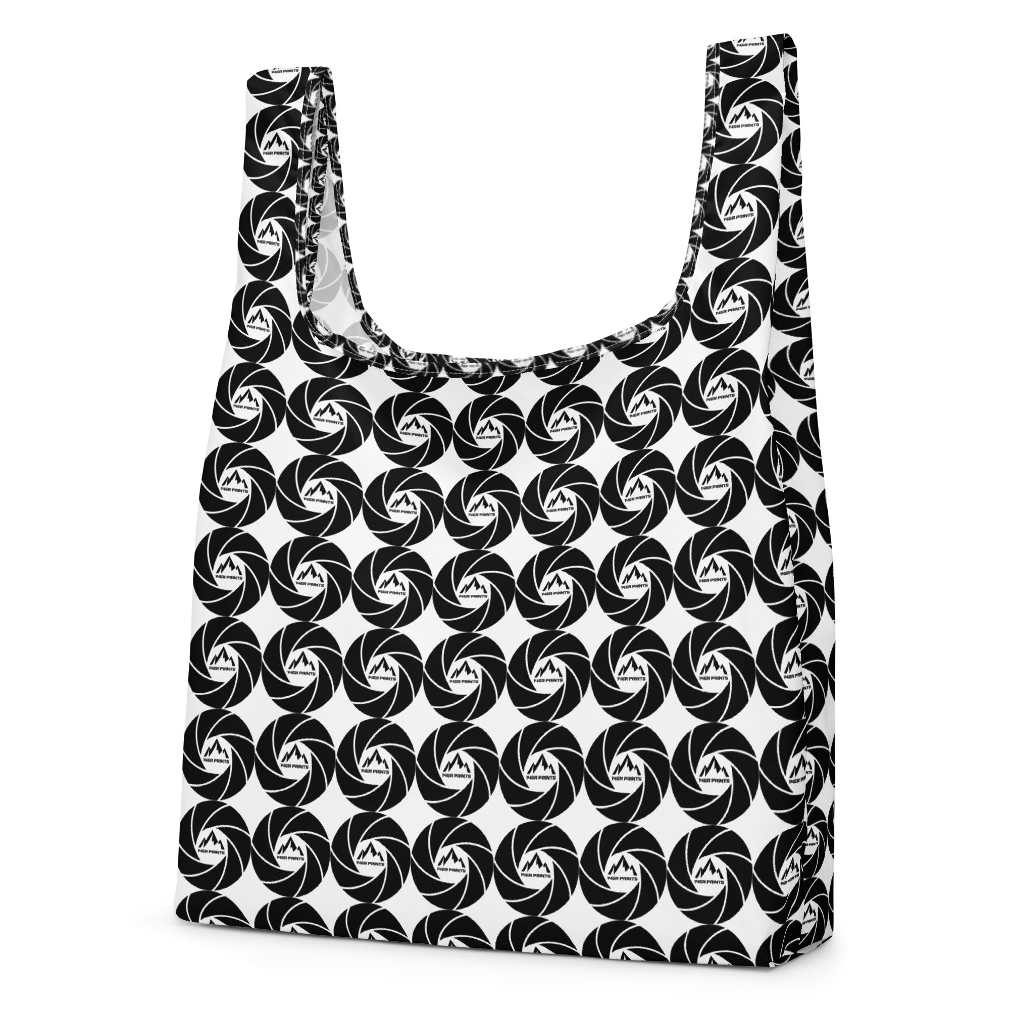 14erprints logo all-over print grocery bag – white front left