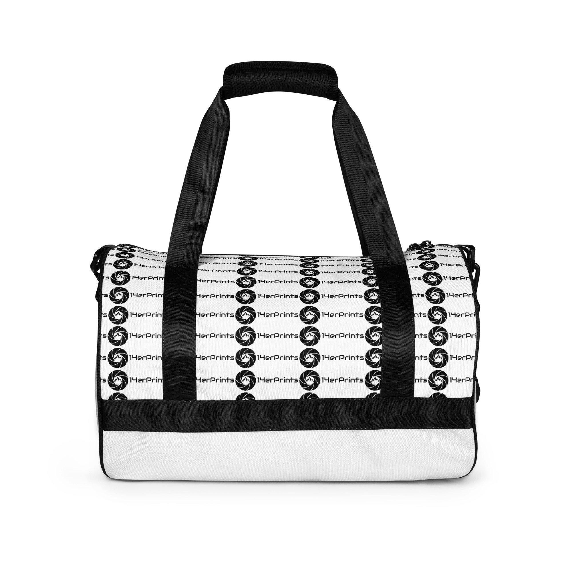 14erprints logo gym bag – white back view