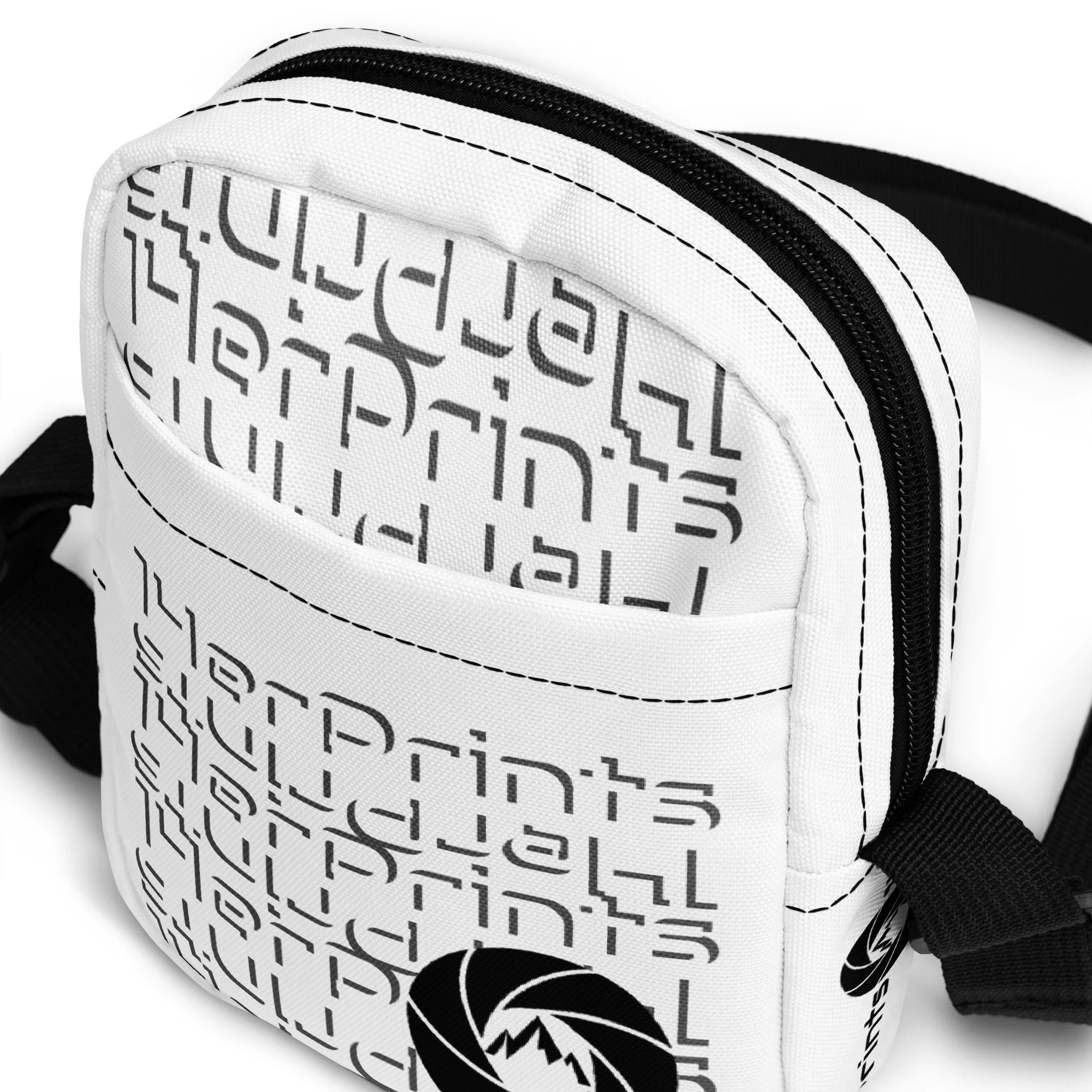 14erprints branded utility crossbody bag – white outside-pocket