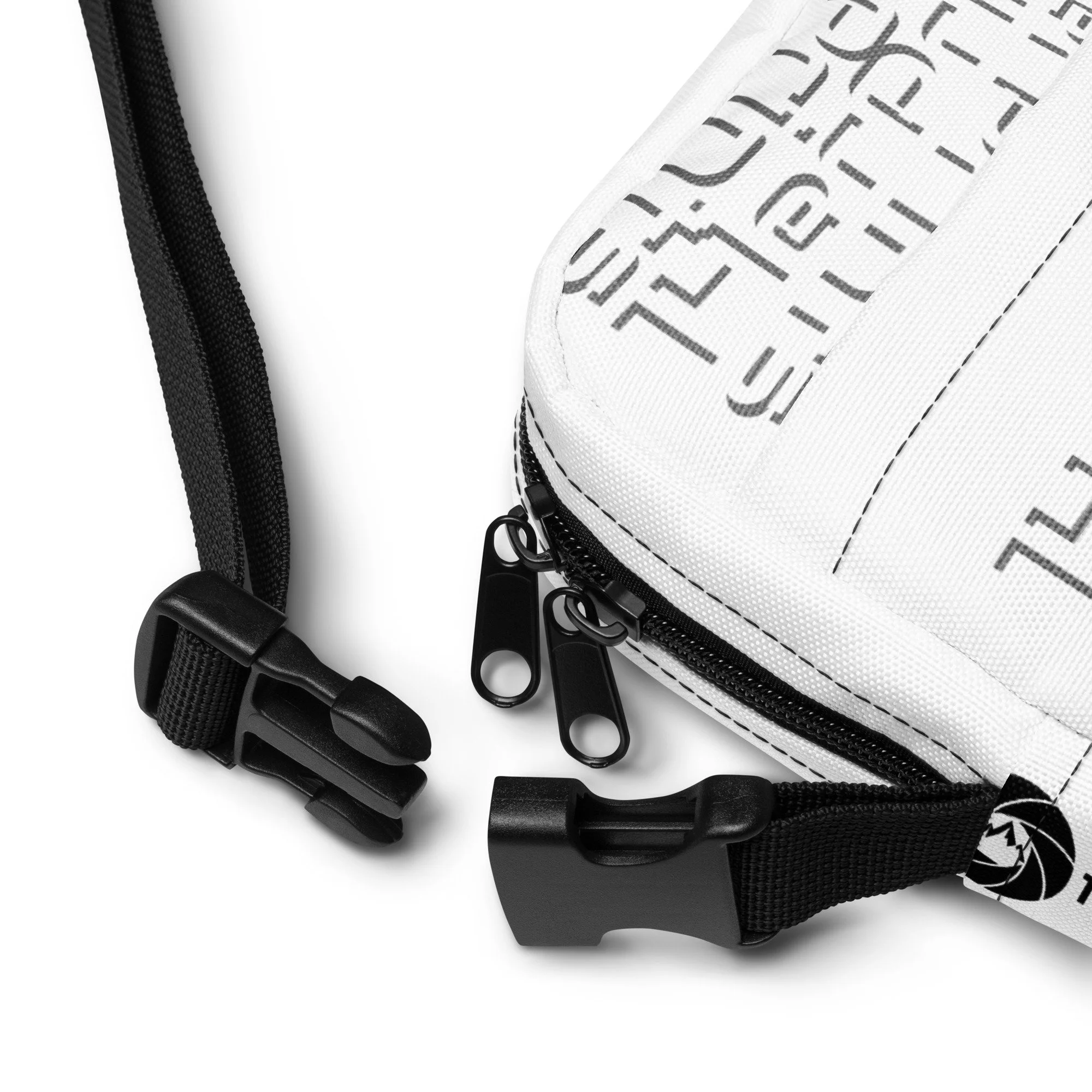 14erprints branded utility crossbody bag – white strap