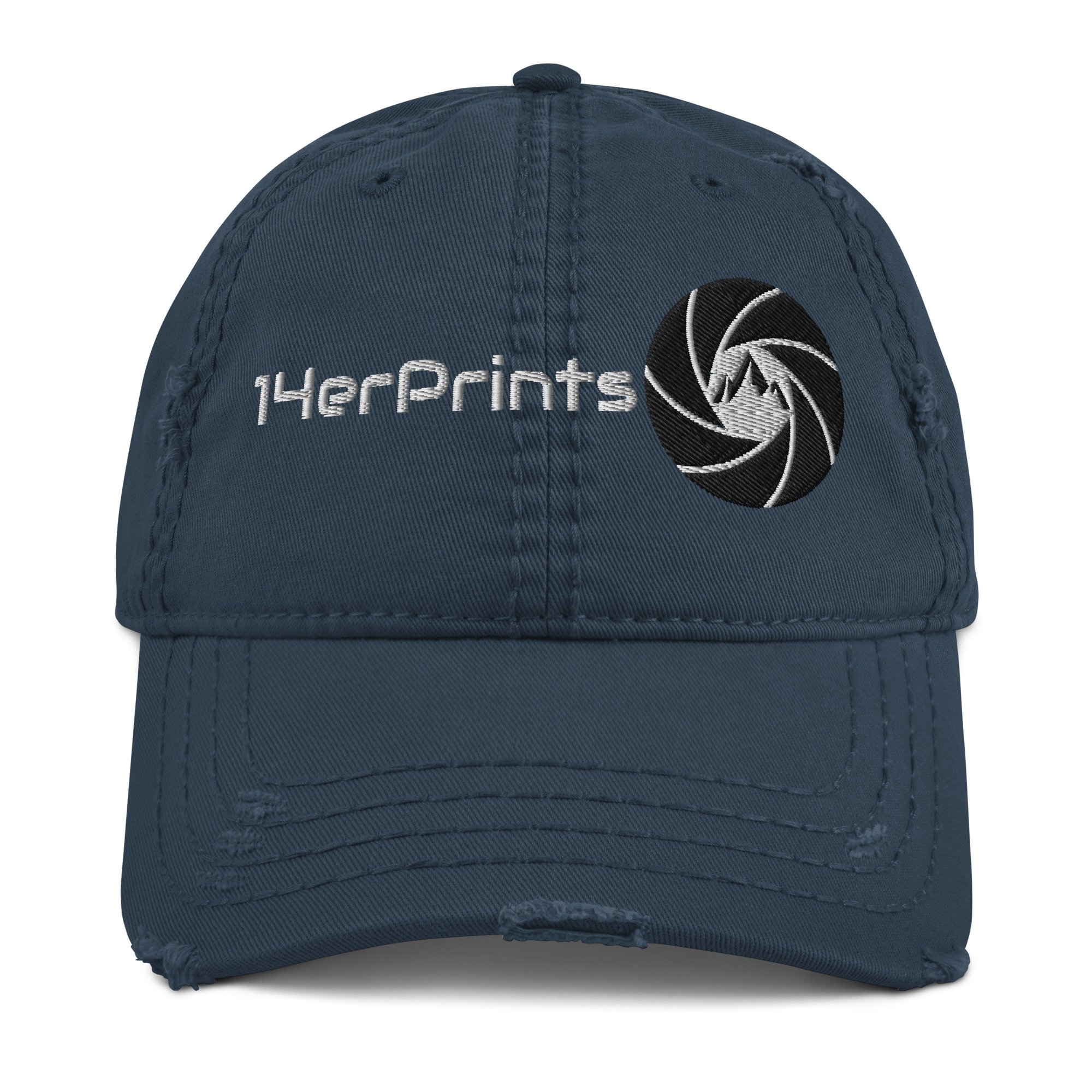 14erprints distressed dad hat – navy front