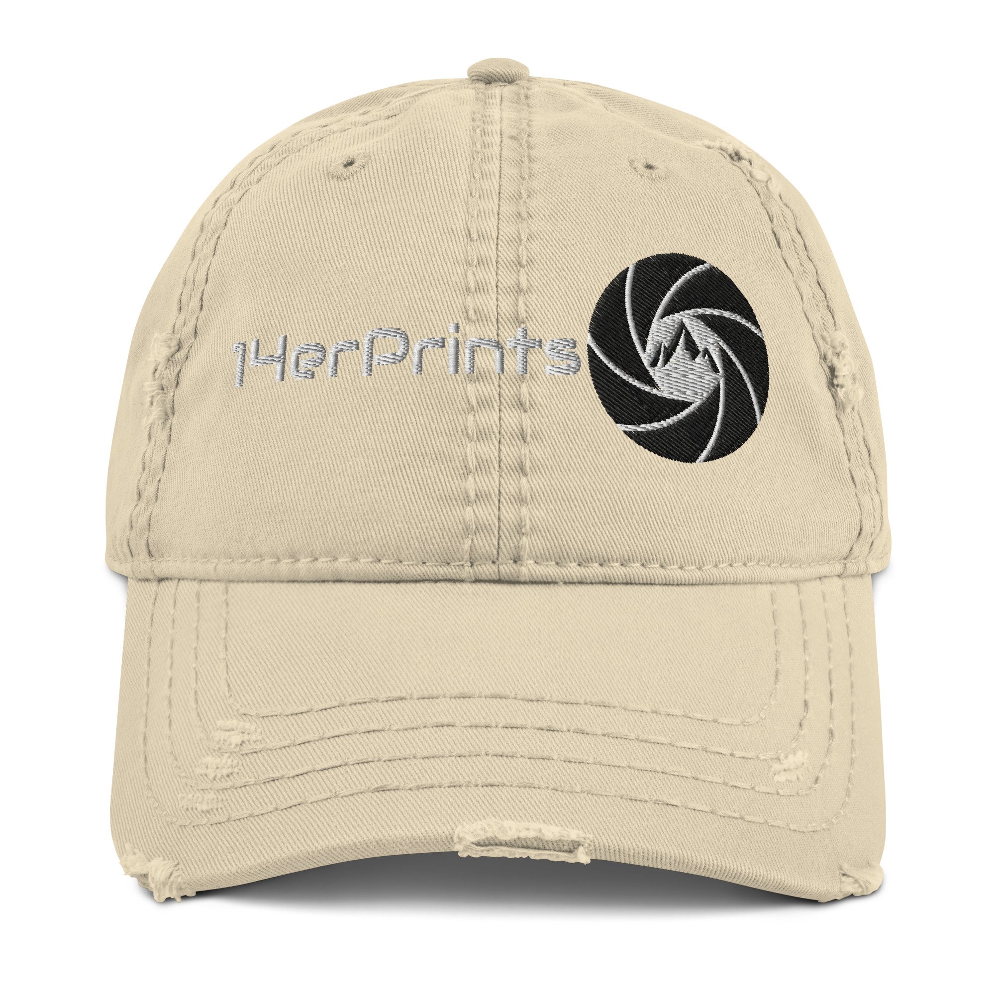 14erprints distressed dad hat – khaki front