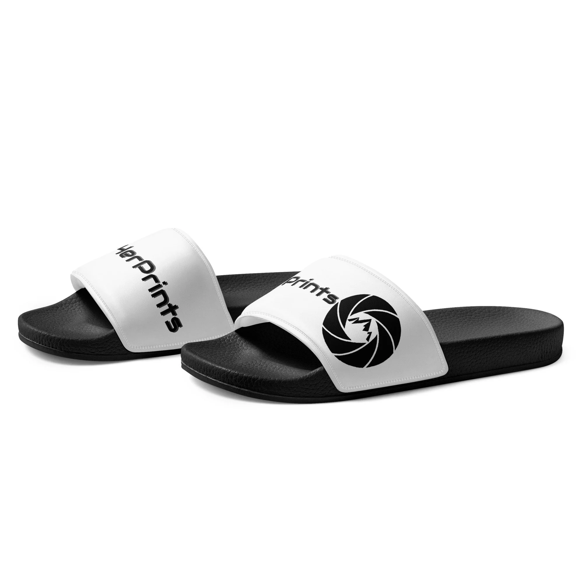 14erprints women's logo slides – black sole left front