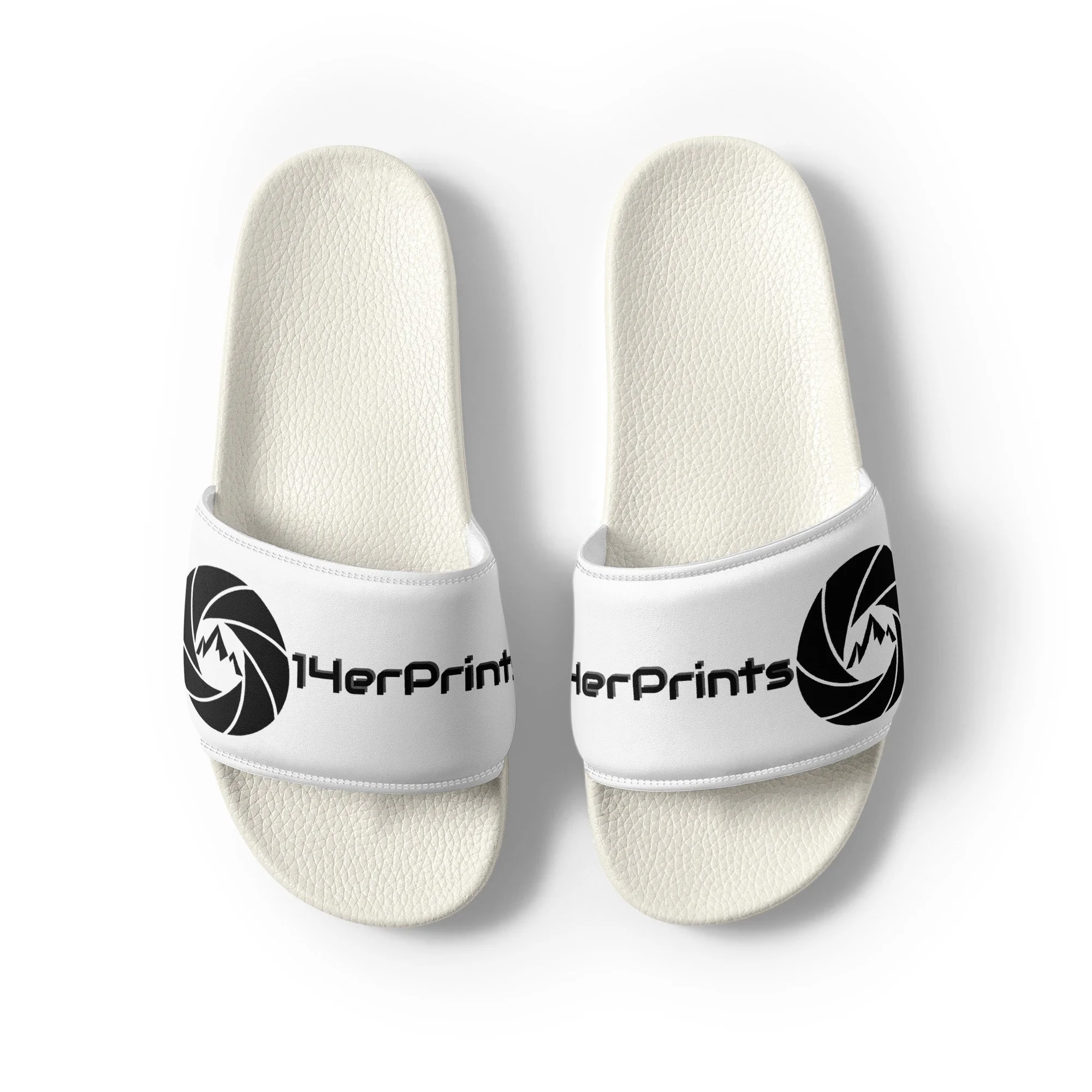 14erprints women's logo slides – white sole front down