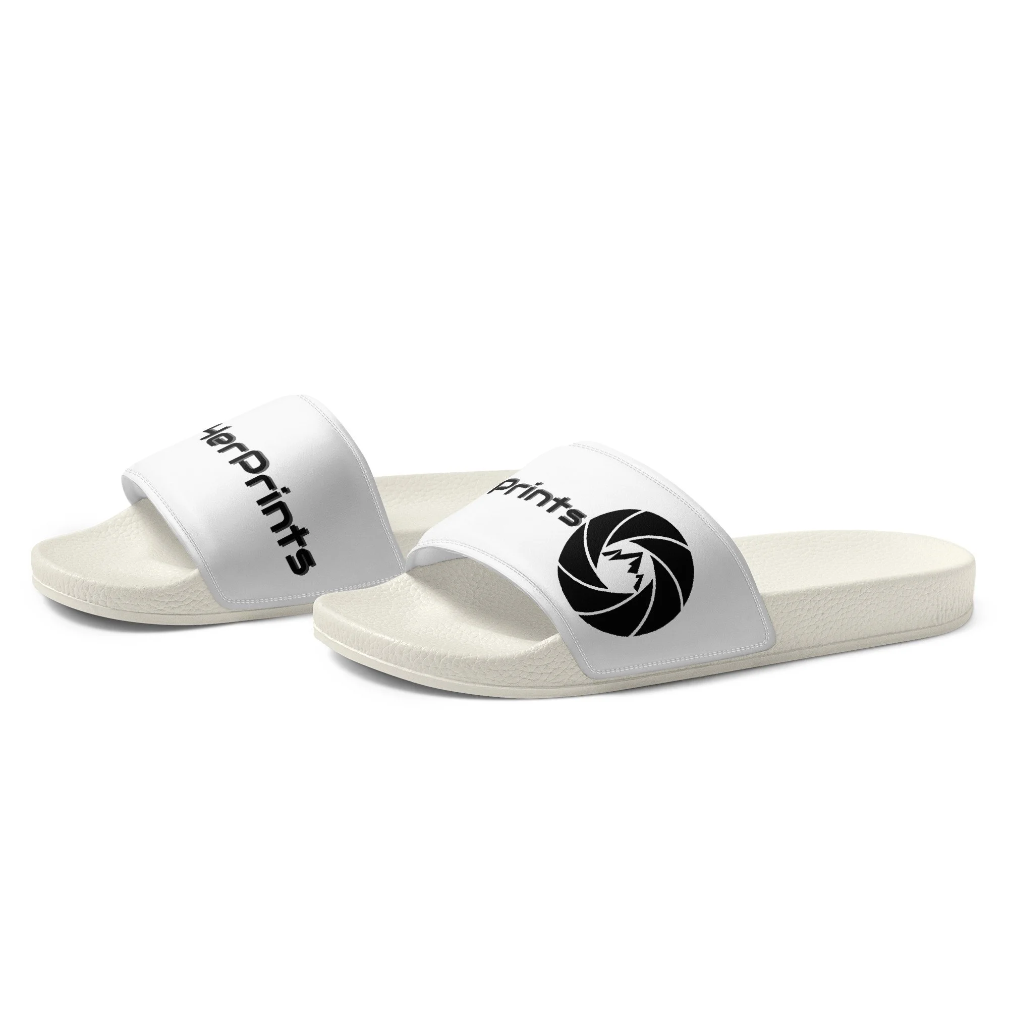 14erprints women's logo slides – white sole left front