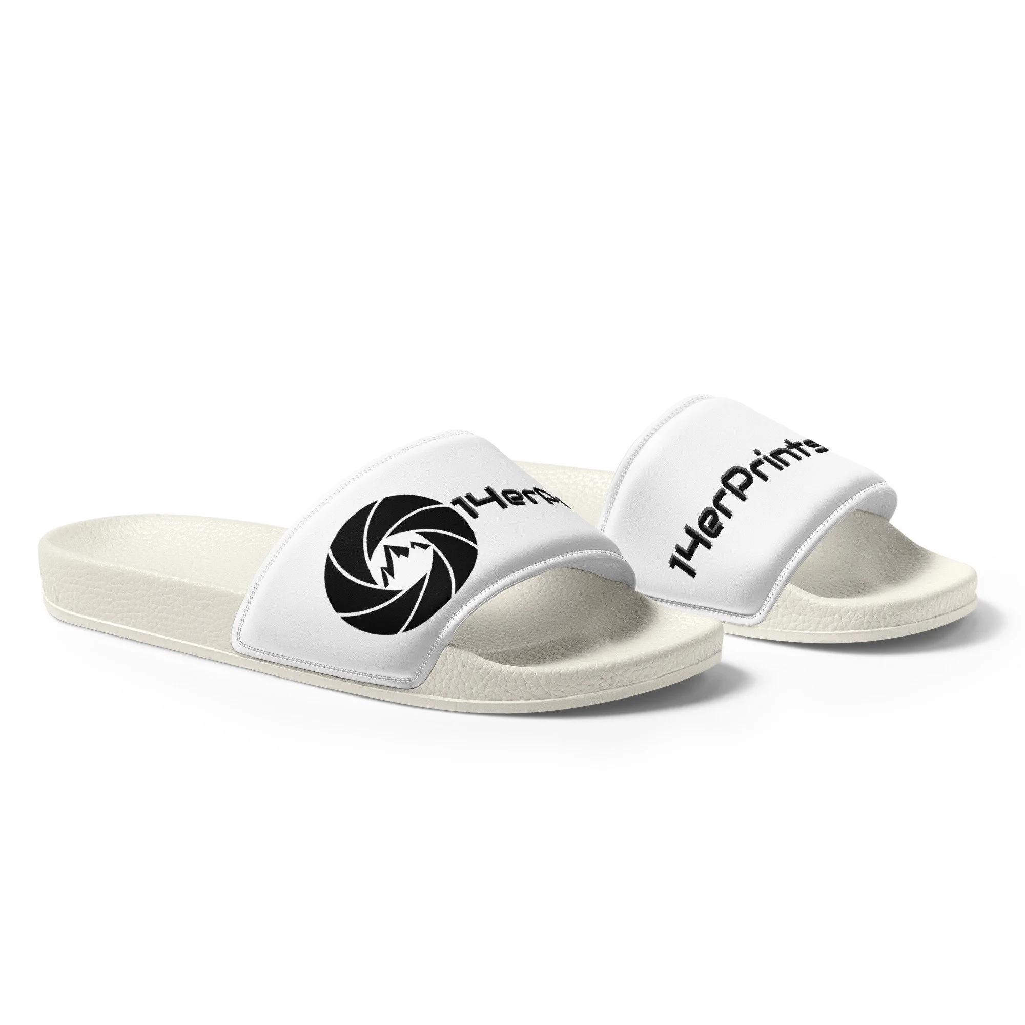 14erprints women's logo slides – white sole right front
