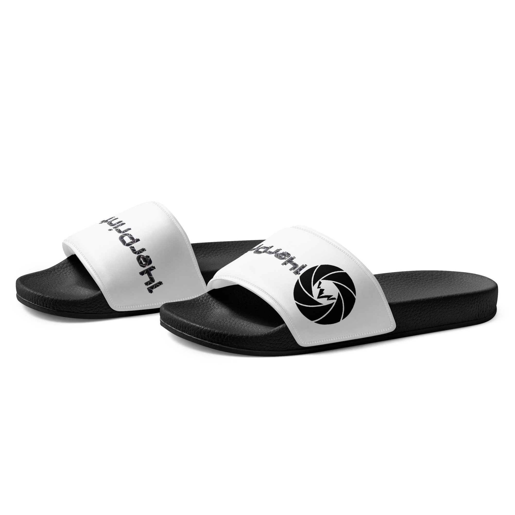 14erprints men's logo slides – black sole left front