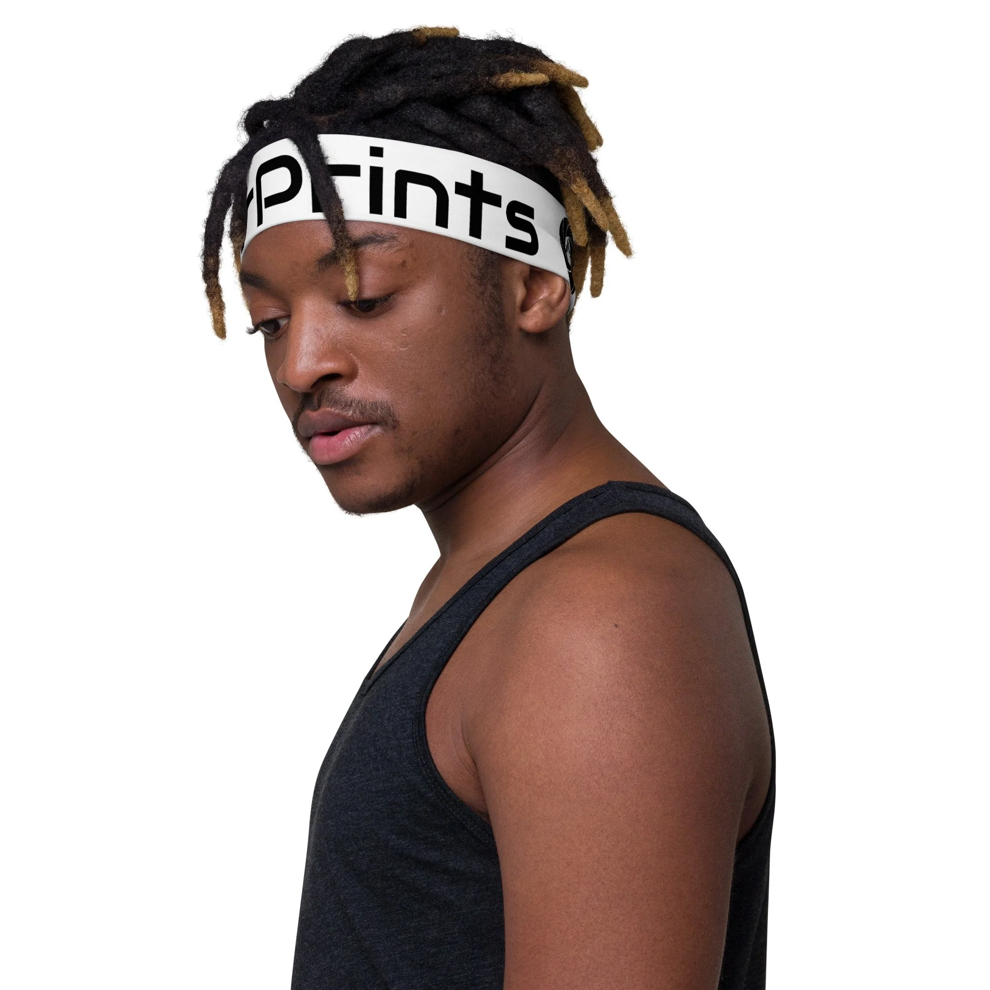14erprints logo headband – male – white left front